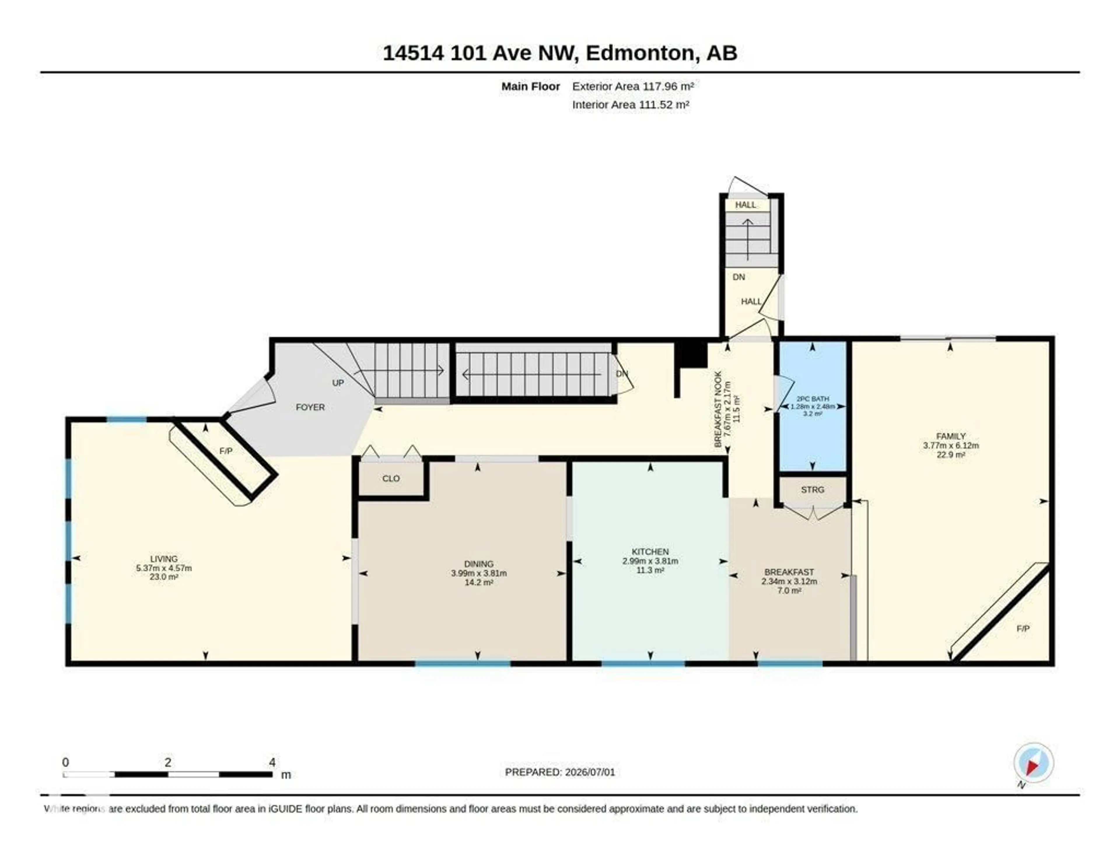 Floor plan for 14514 101 AV, Edmonton Alberta T5N3Z2