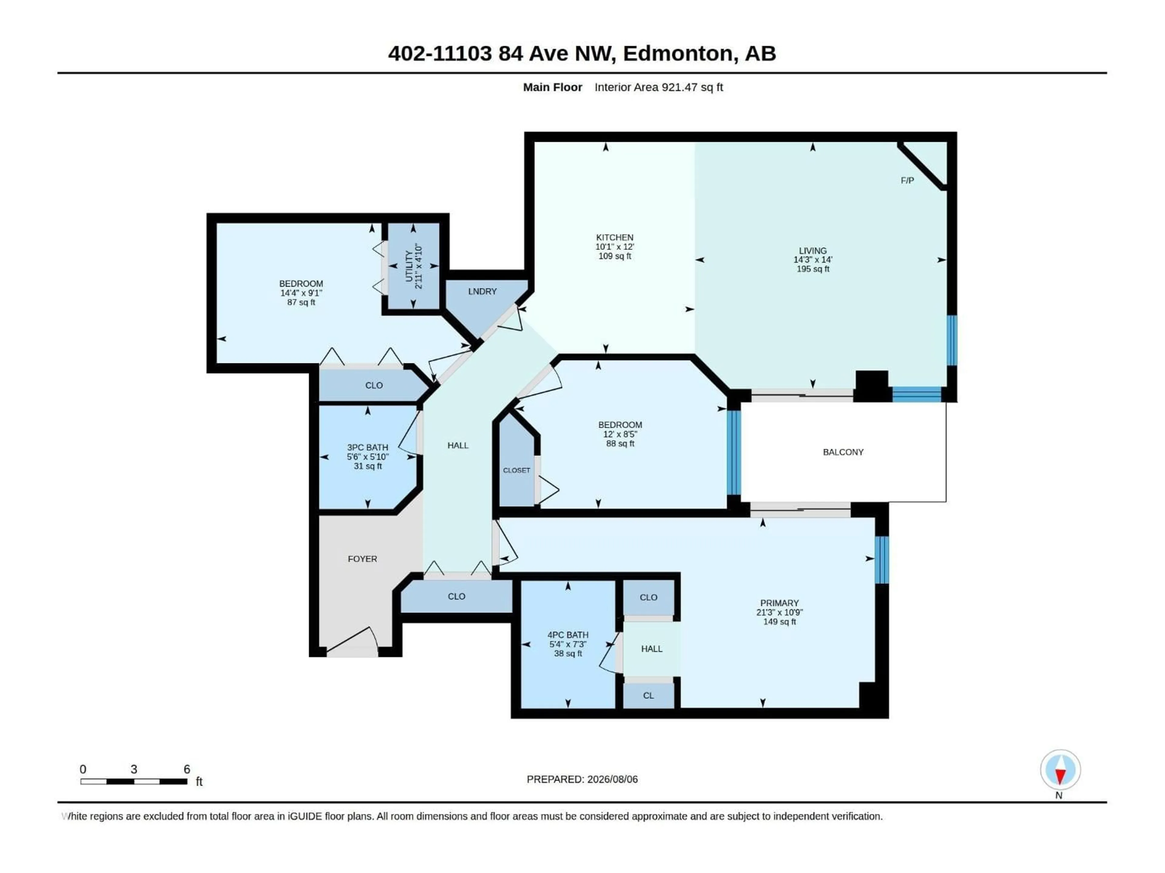 Floor plan for #404 - 11103 84 AV NW, Edmonton Alberta T6G2X4