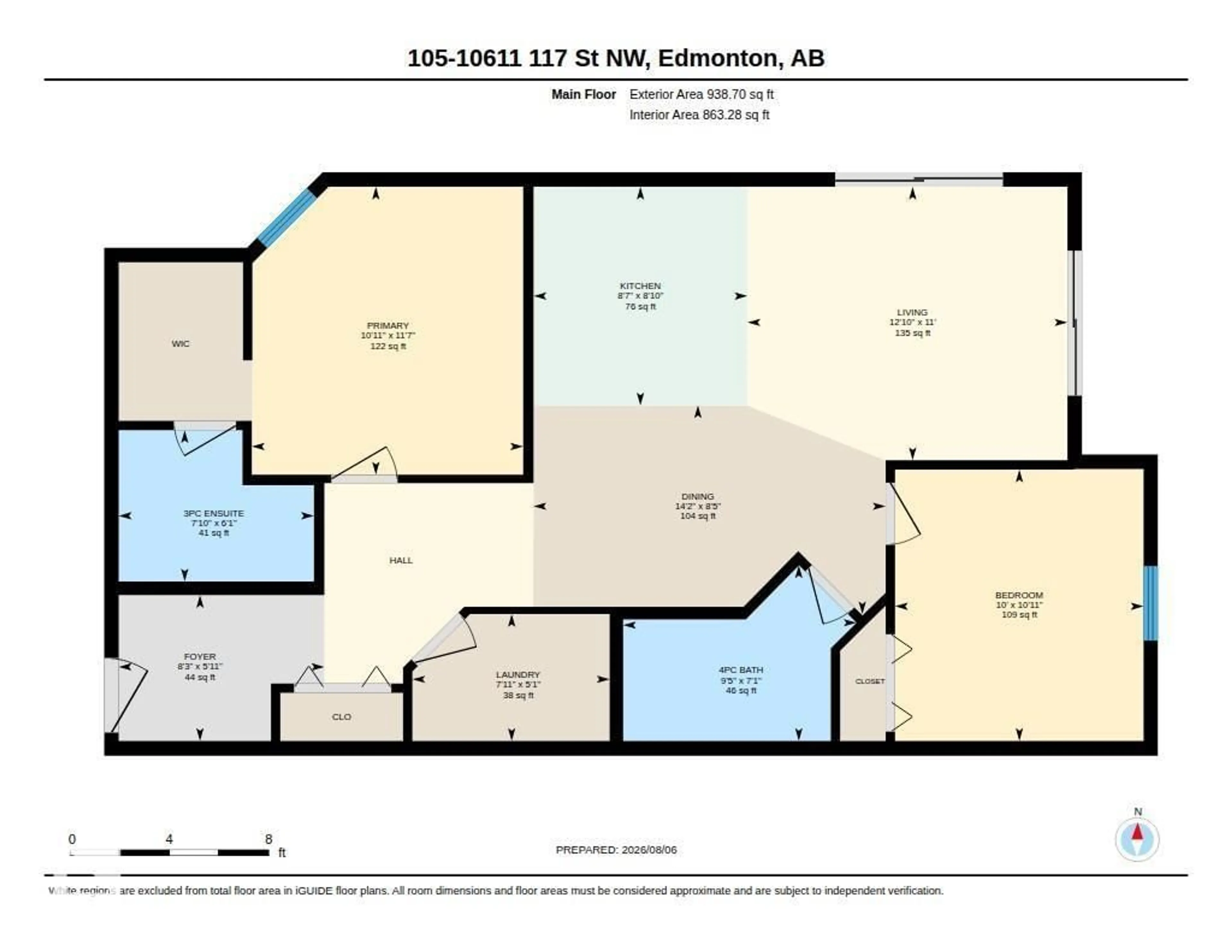 Floor plan for #105 - 10611 117 ST NW, Edmonton Alberta T5H0G6