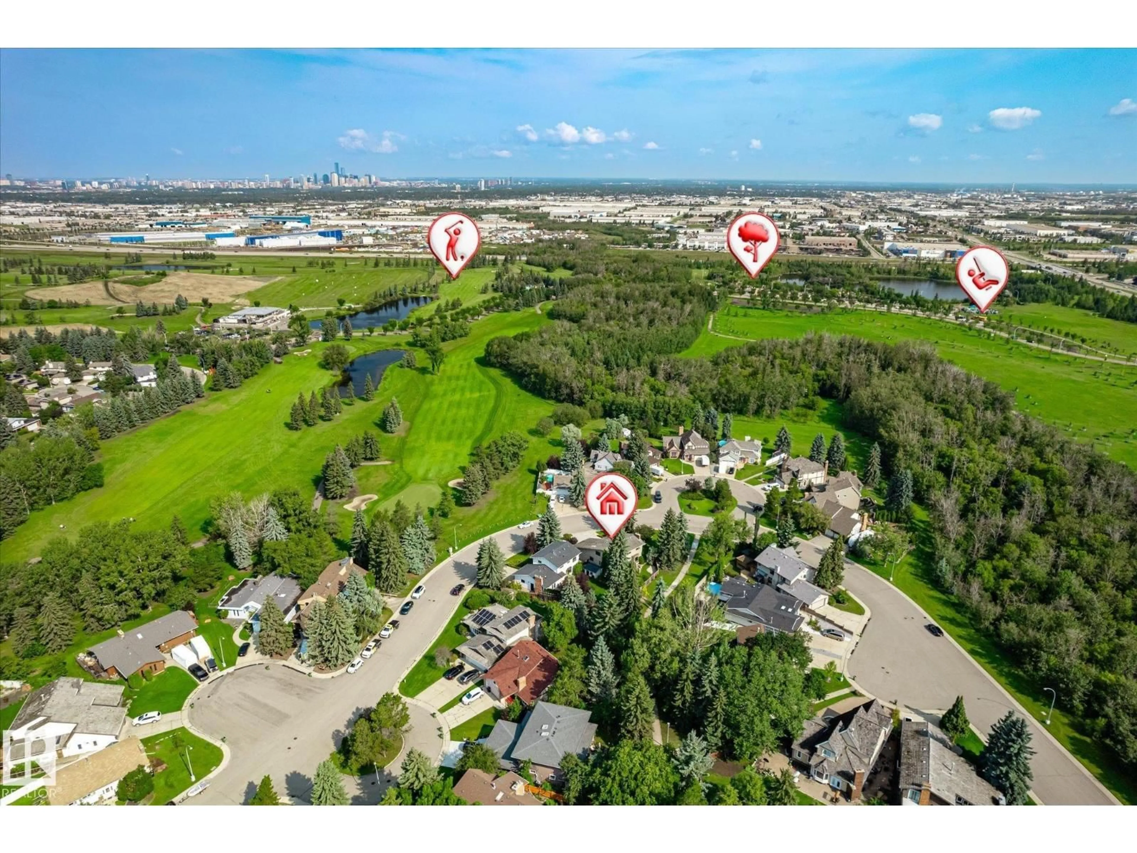 A pic from outside/outdoor area/front of a property/back of a property/a pic from drone, water/lake/river/ocean view for 241 GREENOCH CR, Edmonton Alberta T6L1W6