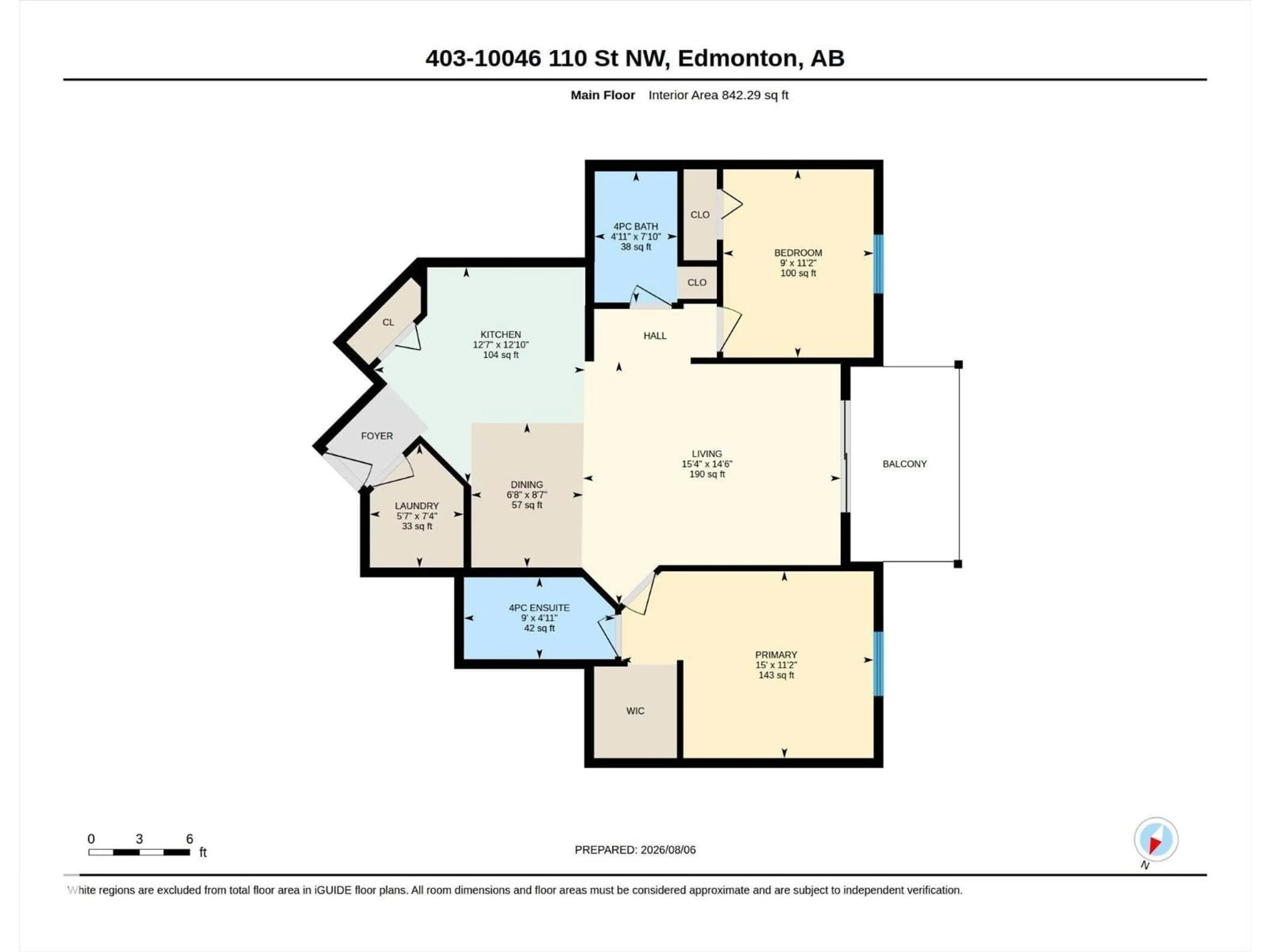 Floor plan for 403 - 10046 110 ST NW, Edmonton Alberta T5K2Y2