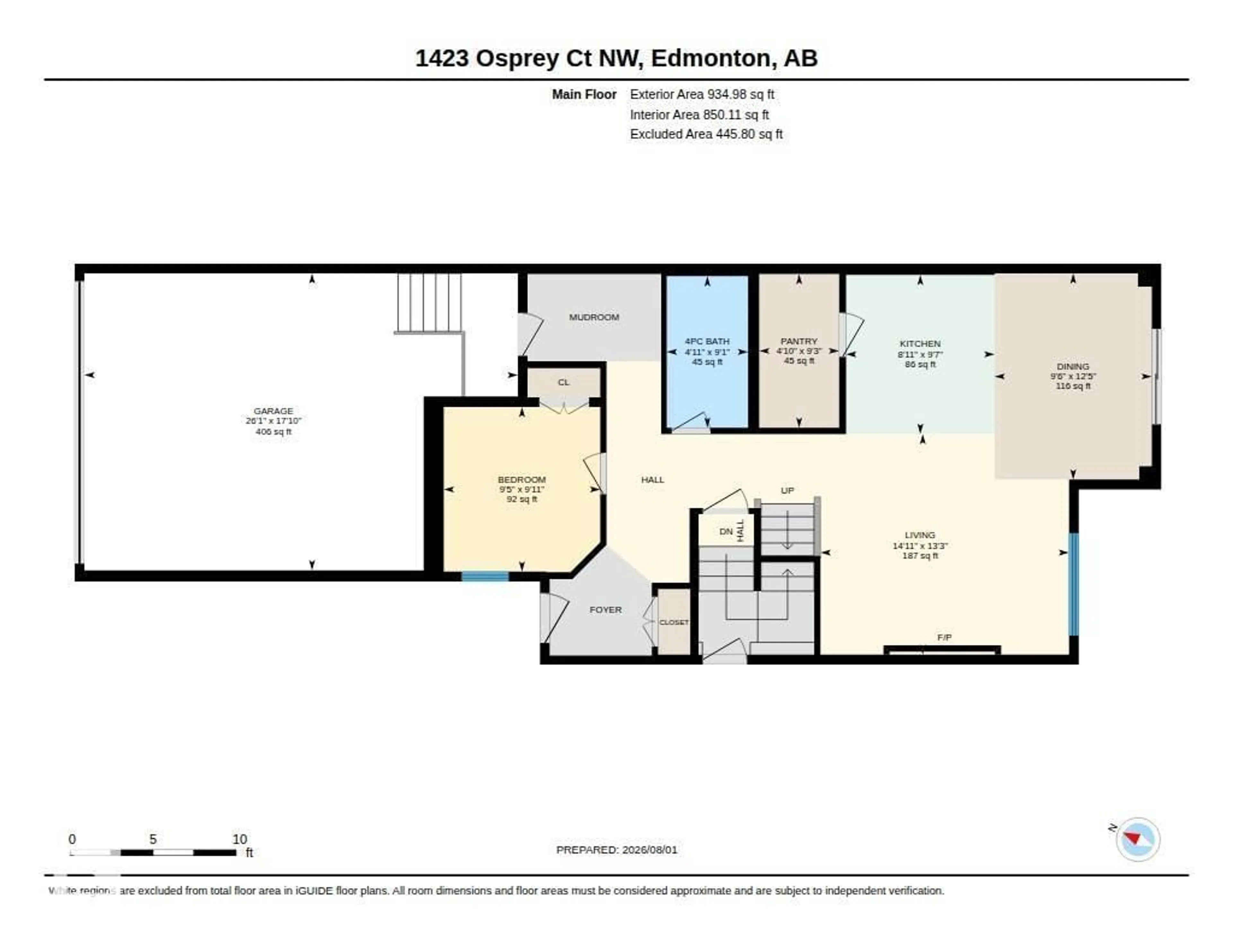 Floor plan for 1423 OSPREY CT, Edmonton Alberta T5S0X4