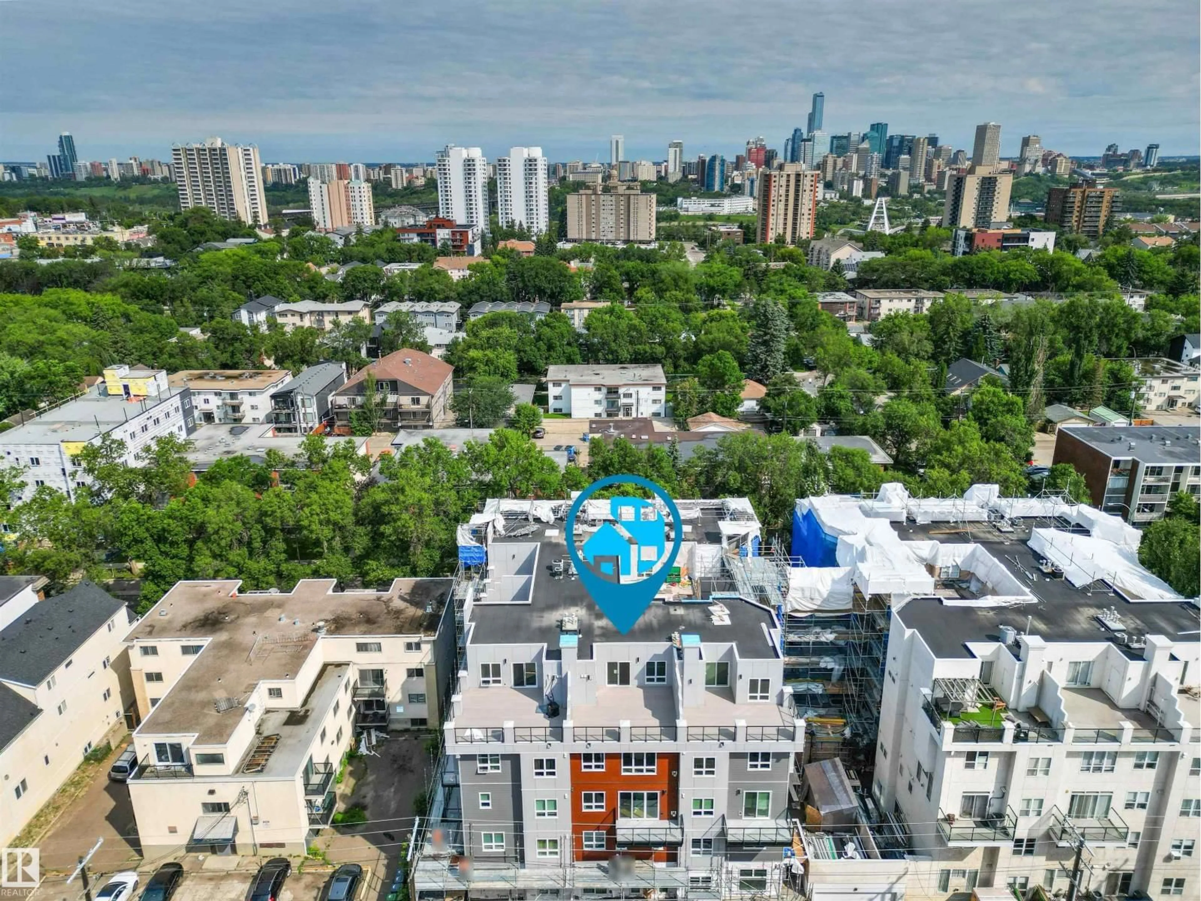 A pic from outside/outdoor area/front of a property/back of a property/a pic from drone, city buildings view from balcony for #417 - 10717 83 AV, Edmonton Alberta T6E2E5
