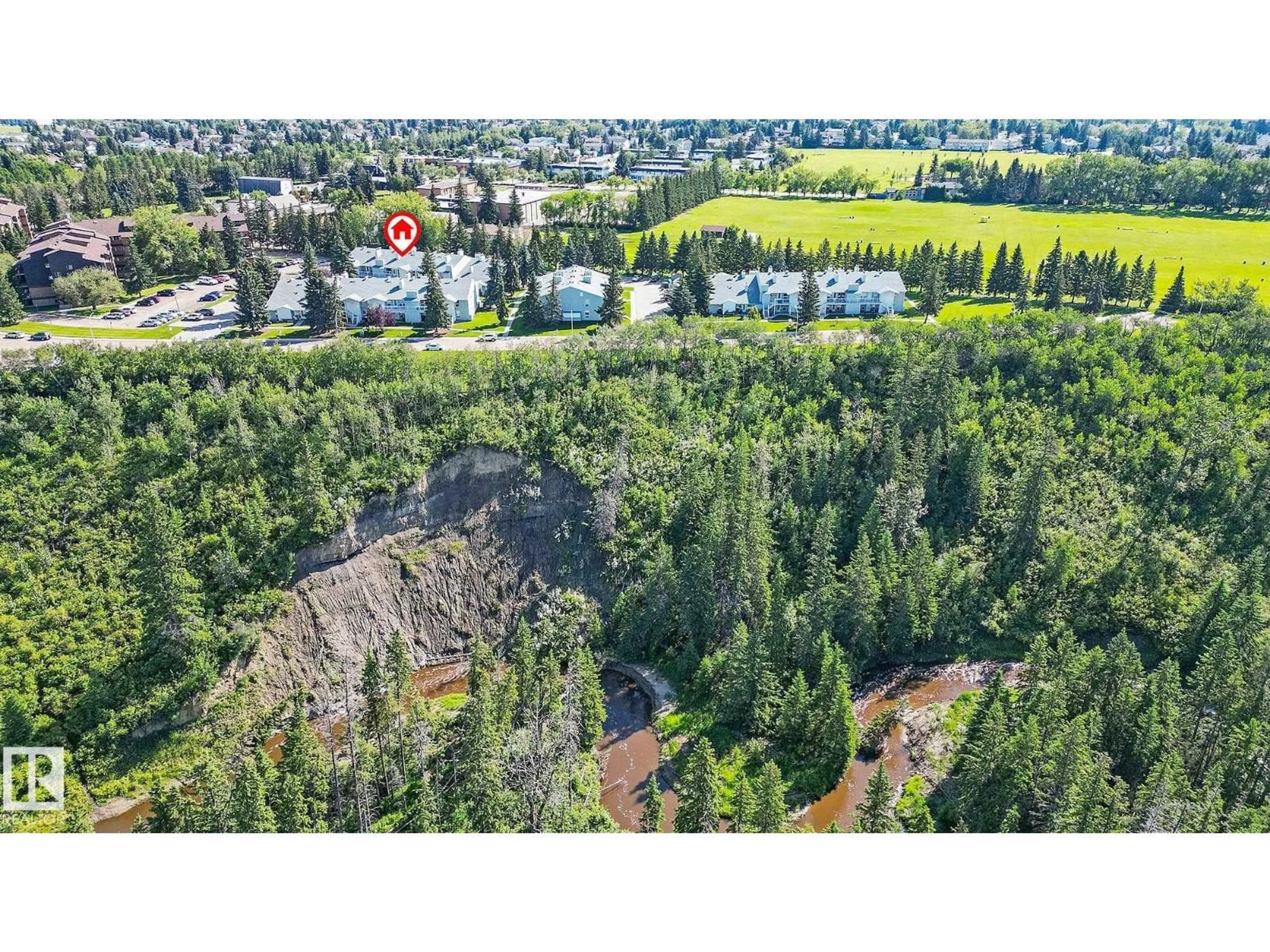 A pic from outside/outdoor area/front of a property/back of a property/a pic from drone, forest/trees view for 29 2115 118 ST NW, Edmonton Alberta T6J5N1