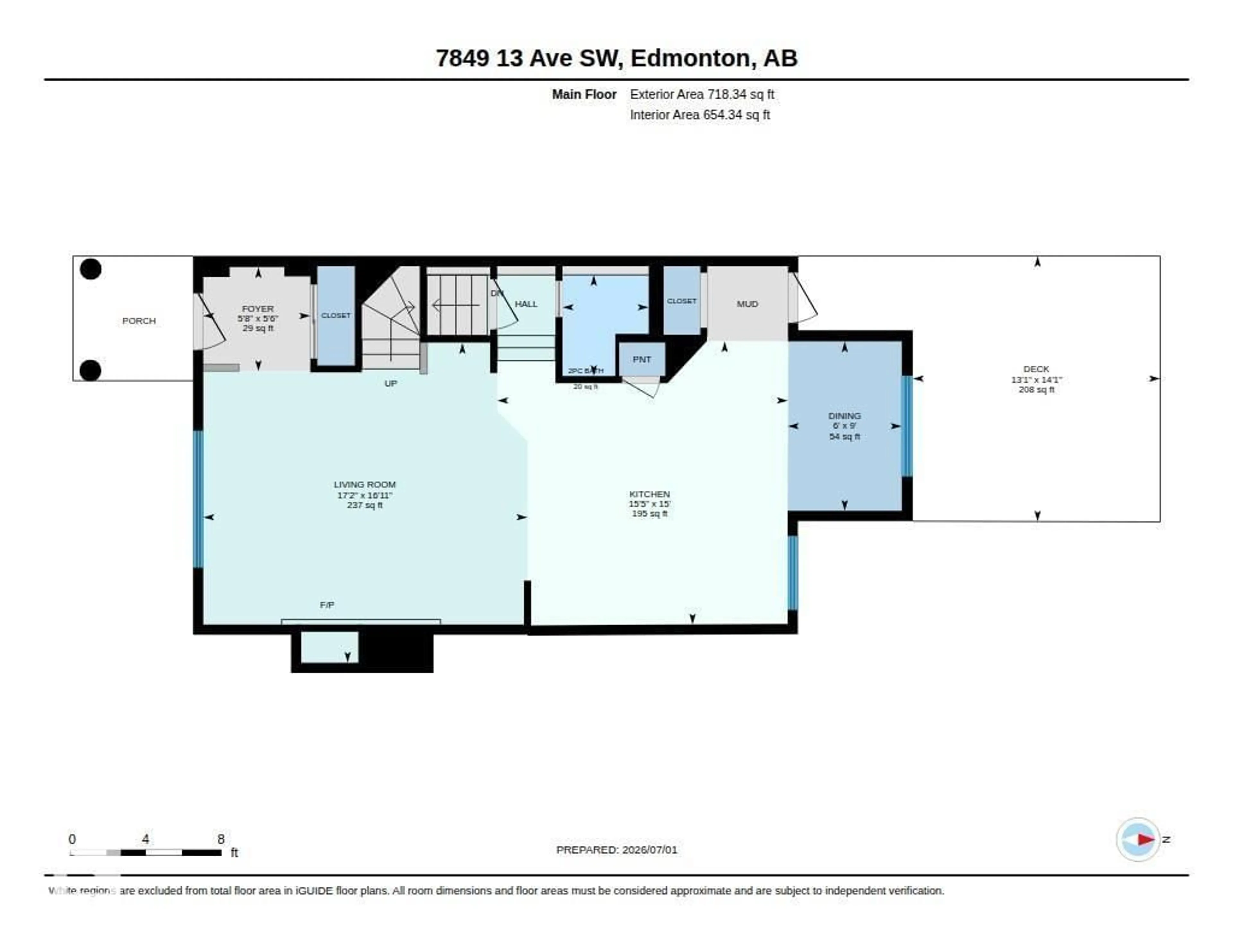 Floor plan for 7948 13 AV, Edmonton Alberta T6X1H4