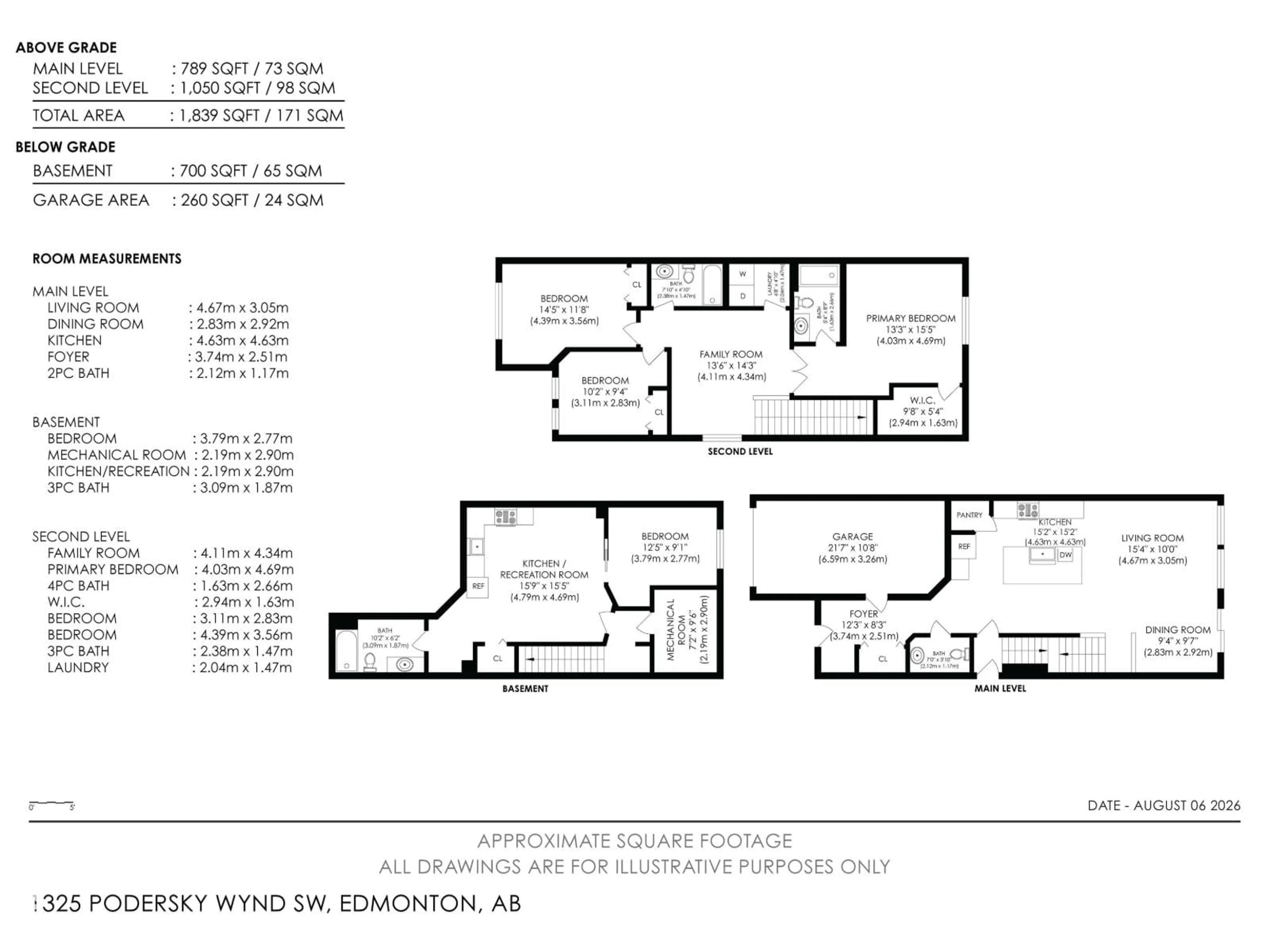 Floor plan for 1325 PODERSKY WD, Edmonton Alberta T6W5E4