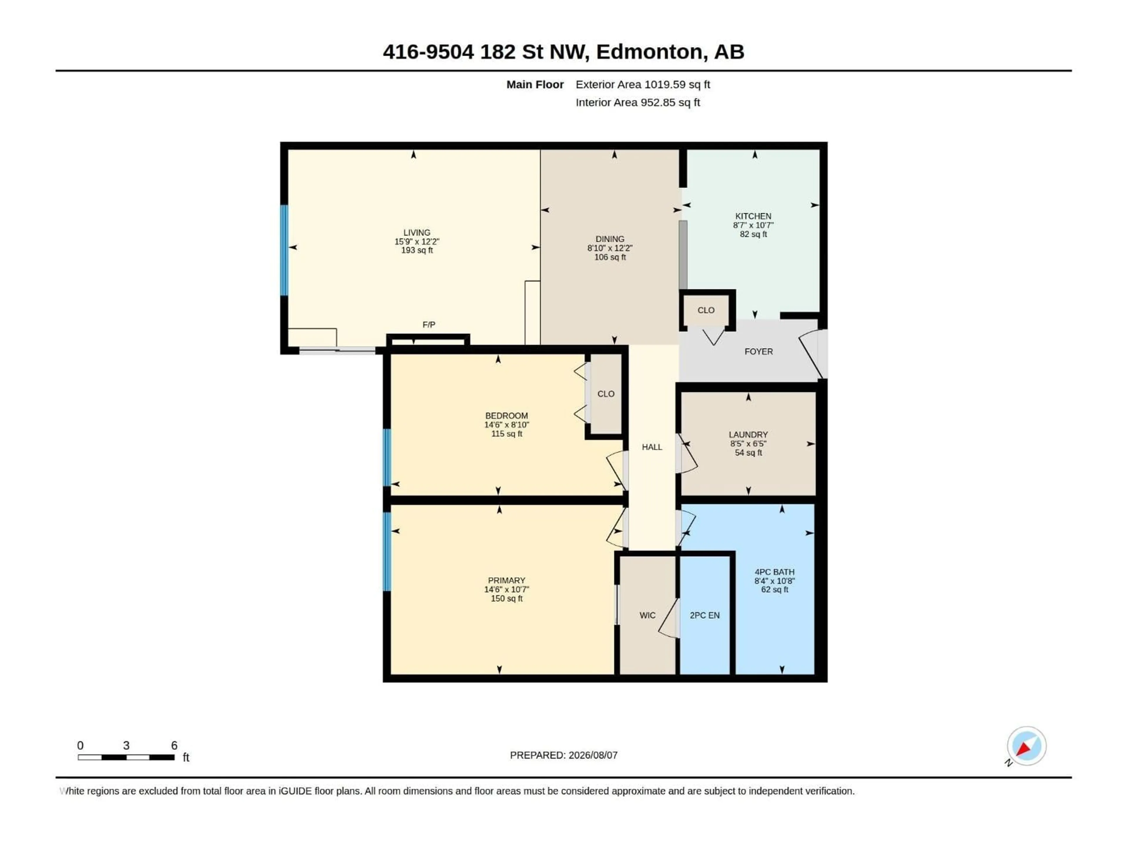 Floor plan for #416 - 9504 182 ST, Edmonton Alberta T5T3A7