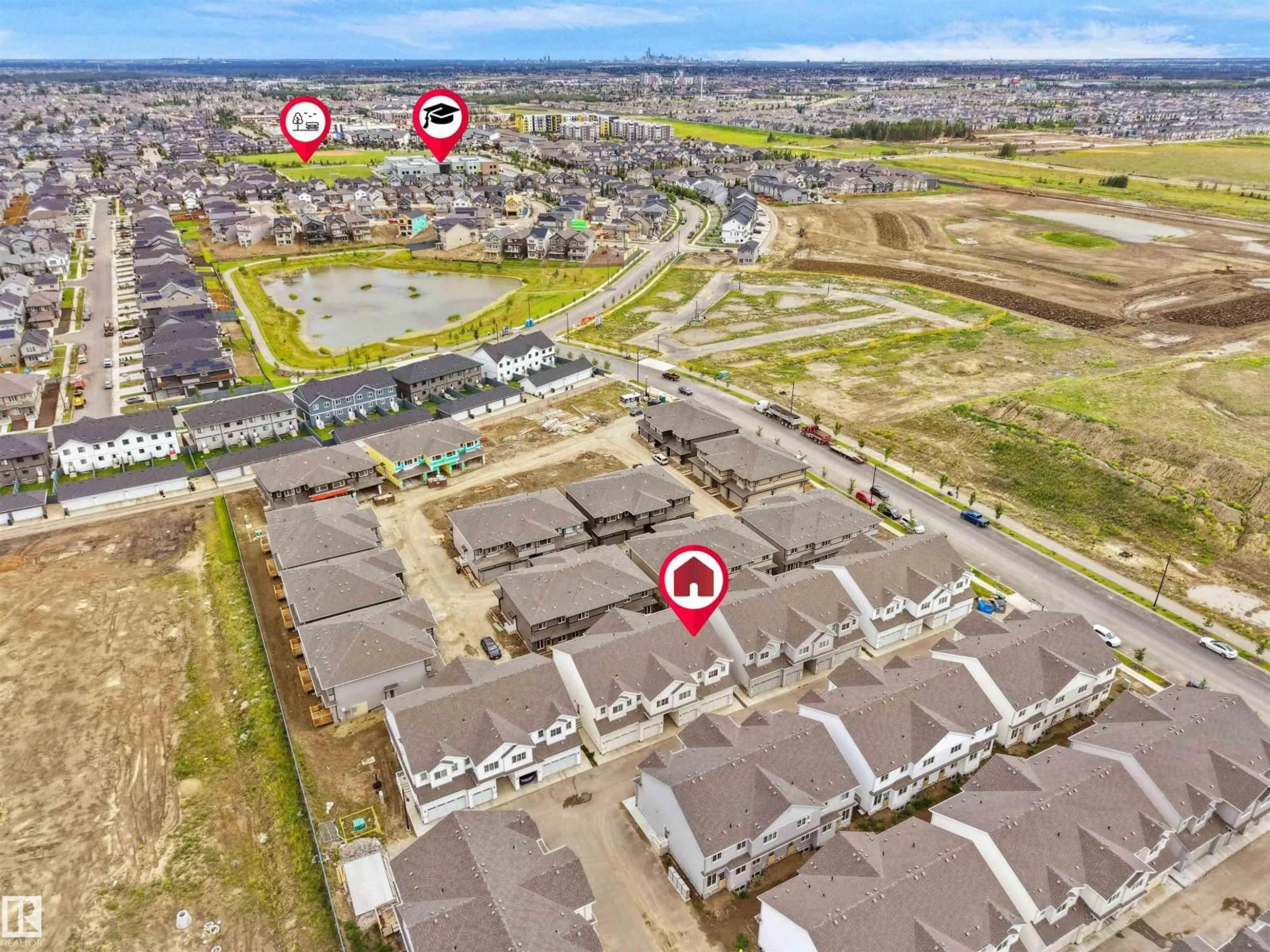 A pic from outside/outdoor area/front of a property/back of a property/a pic from drone, street for #9 - 7110 KESWICK COMMON, Edmonton Alberta T6W5P7