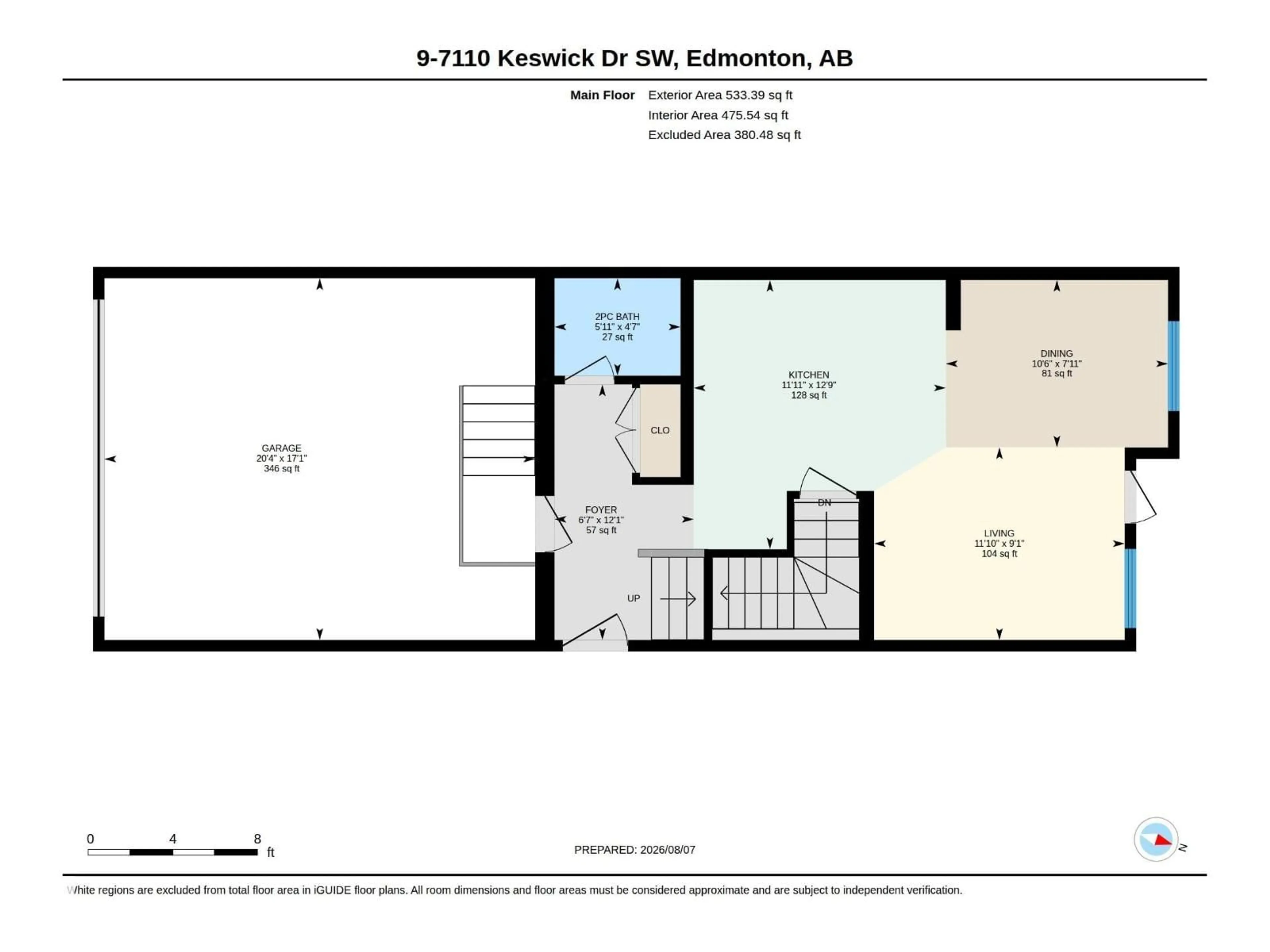 Floor plan for #9 - 7110 KESWICK COMMON, Edmonton Alberta T6W5P7