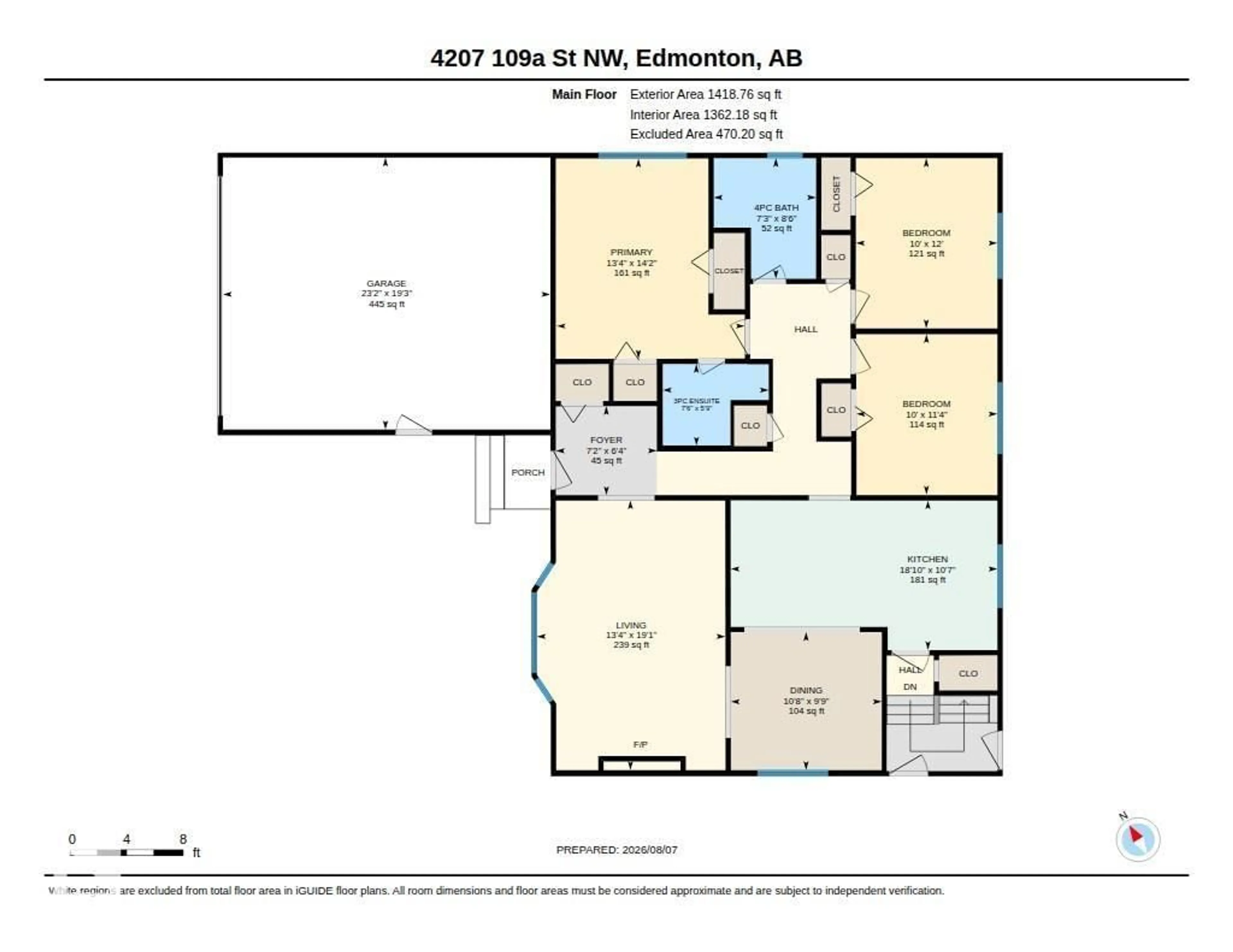 Floor plan for NW - 4207 109 A ST, Edmonton Alberta T6J2R7