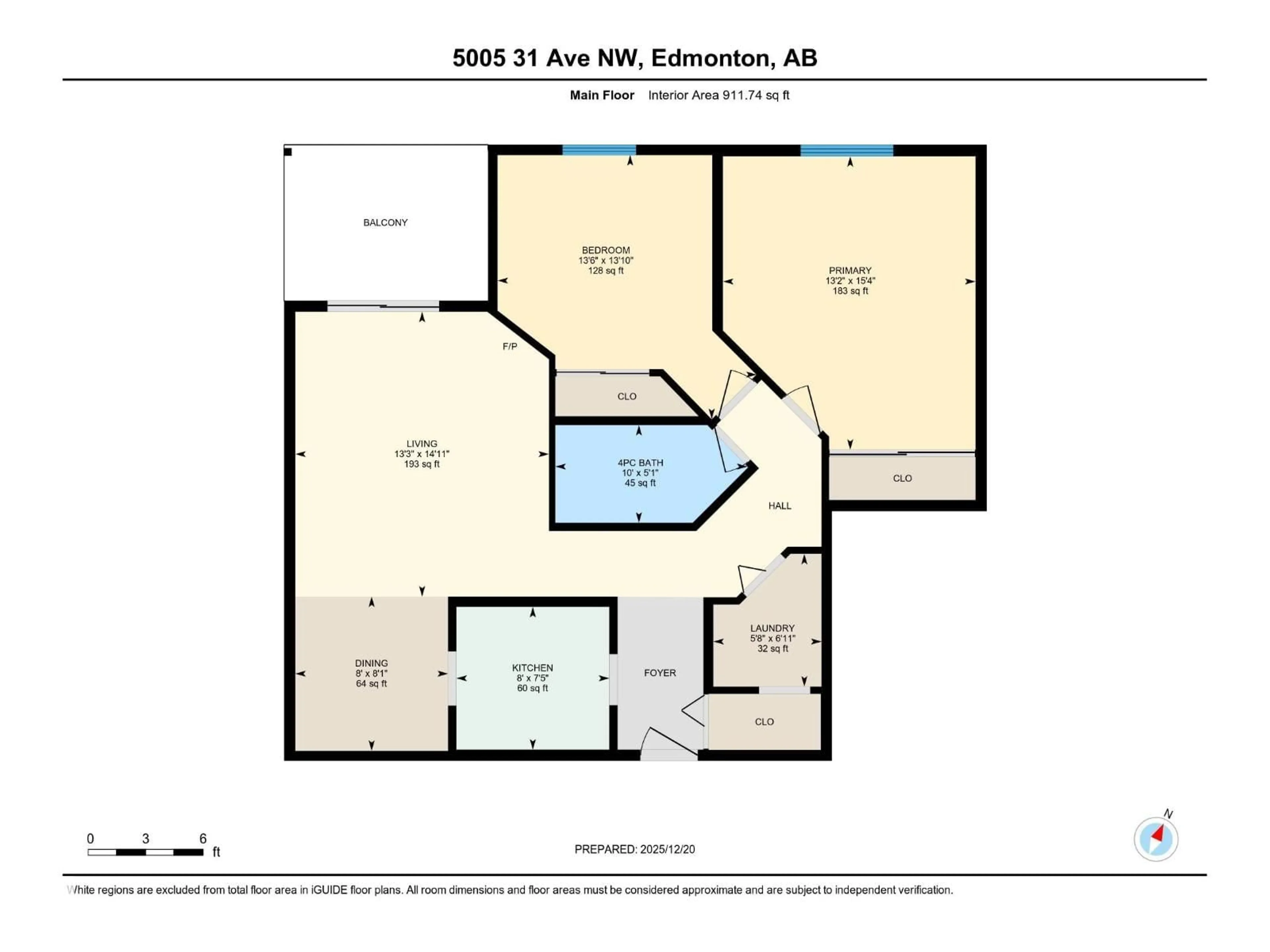 Floor plan for #302 - 5005 31 AV NW, Edmonton Alberta T6L6S6