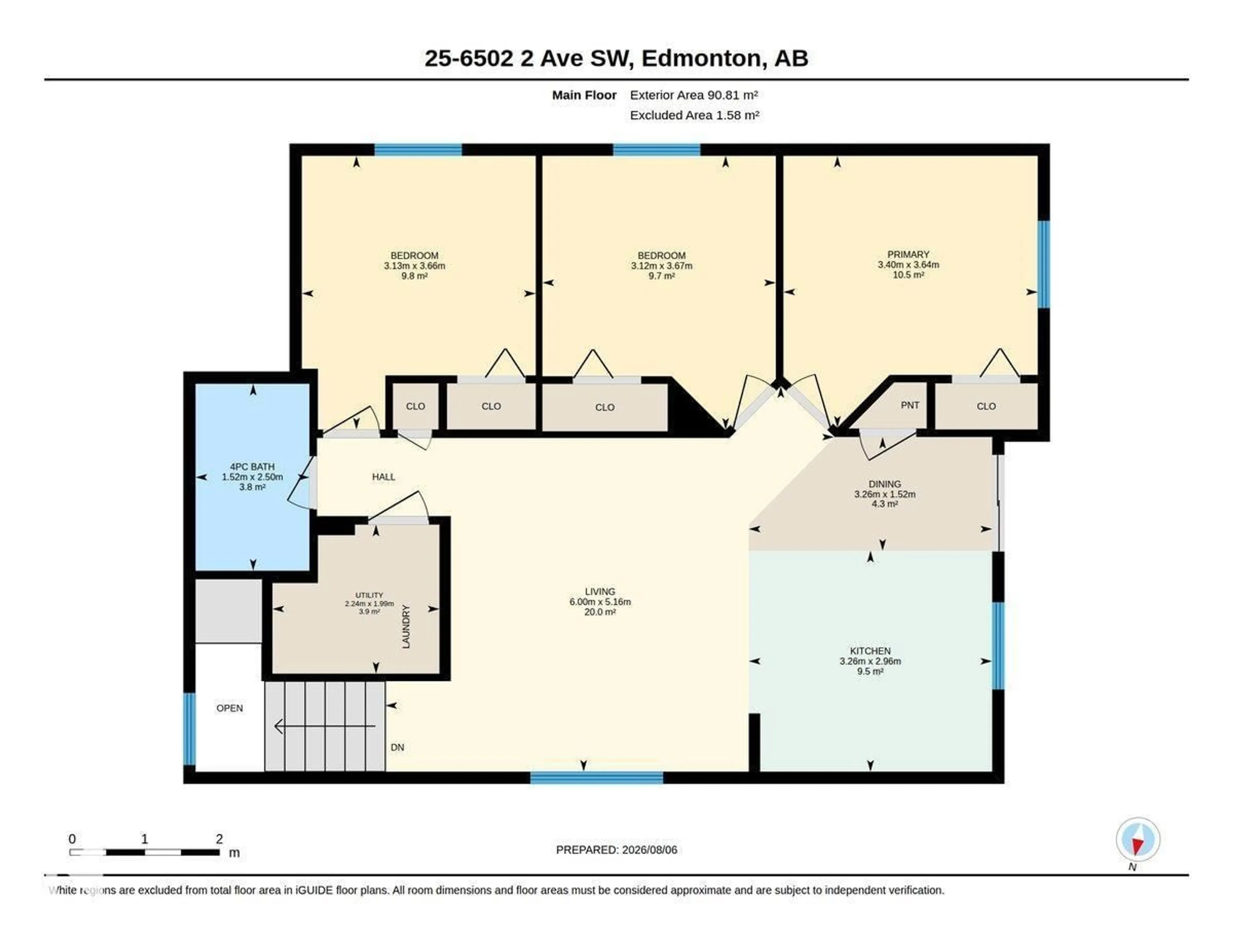 Floor plan for #25 - 6520 2 AV SW, Edmonton Alberta T6X1S4