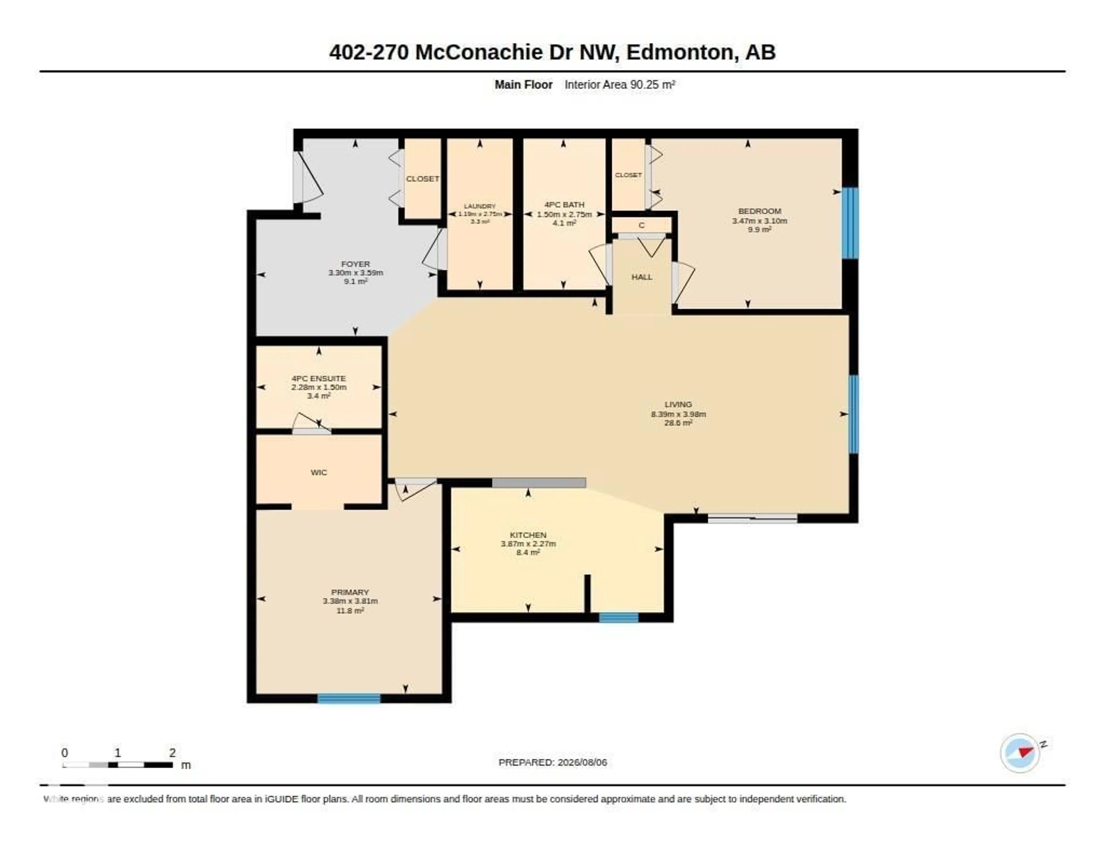 Floor plan for #402 - 270 MCCONACHIE DR, Edmonton Alberta T5Y3N4