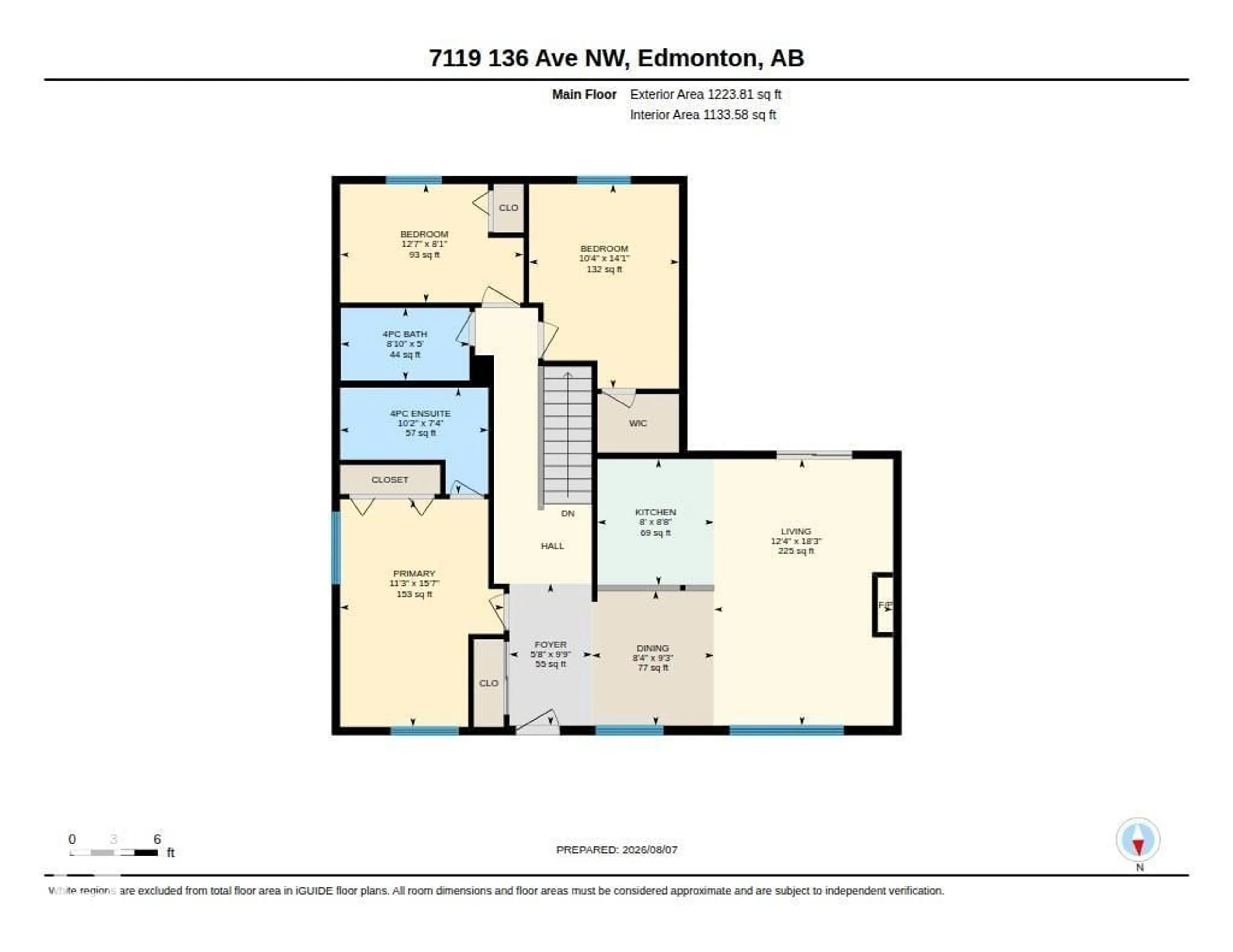 Floor plan for 7119 136 AV, Edmonton Alberta T5C2K3