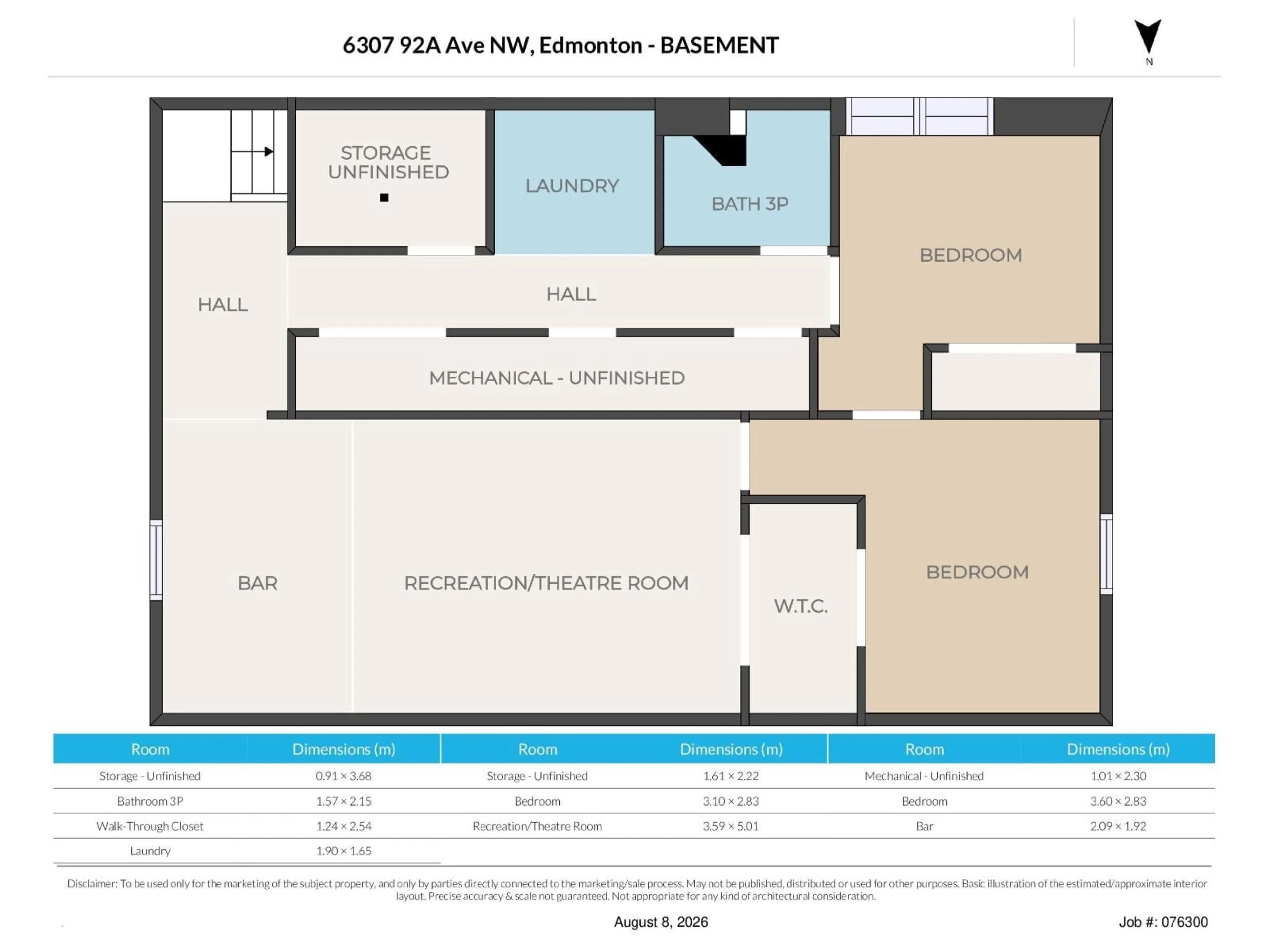 Floor plan for 6307 92A AV, Edmonton Alberta T6B0T5