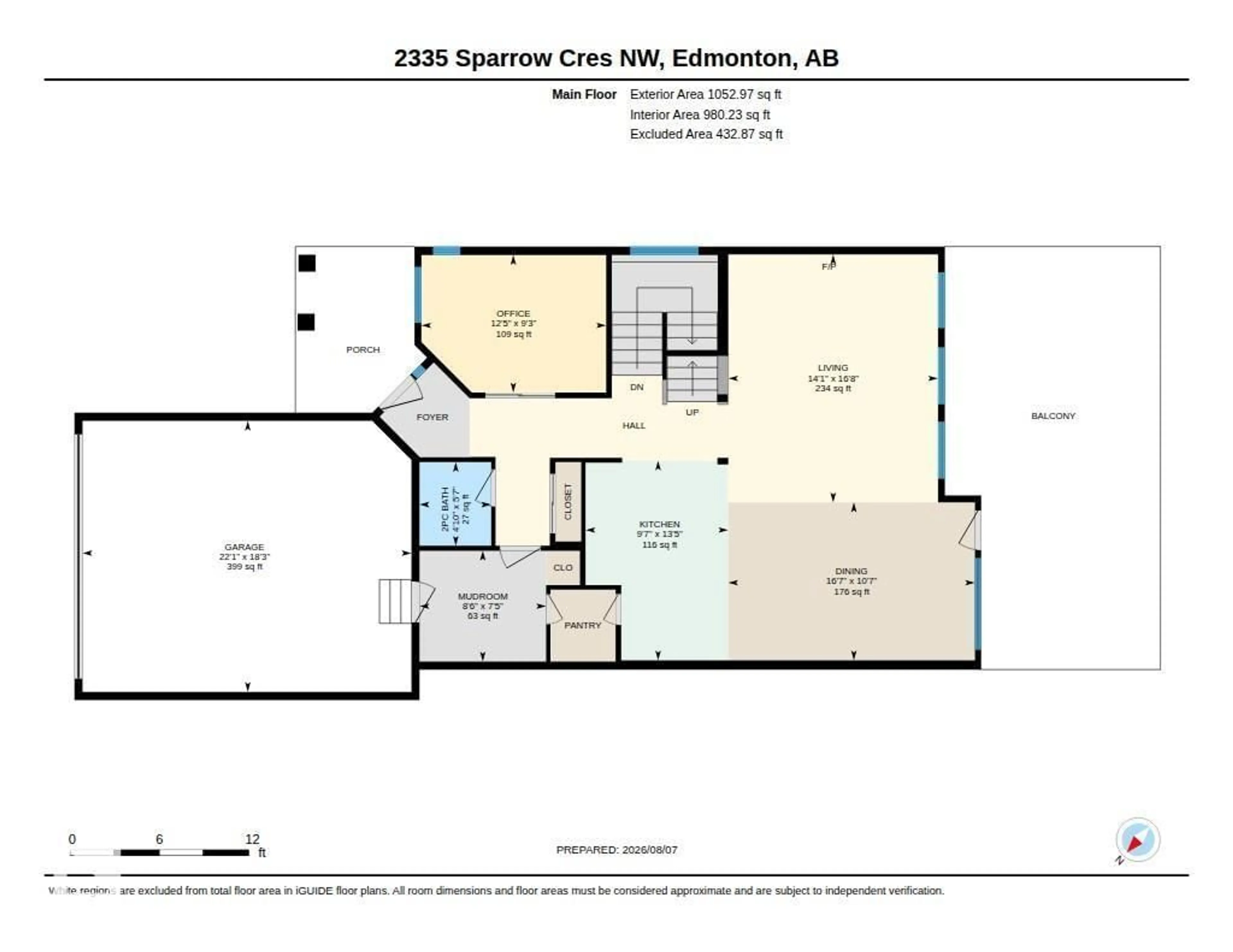 Floor plan for 2335 SPARROW CR, Edmonton Alberta T5S0G8