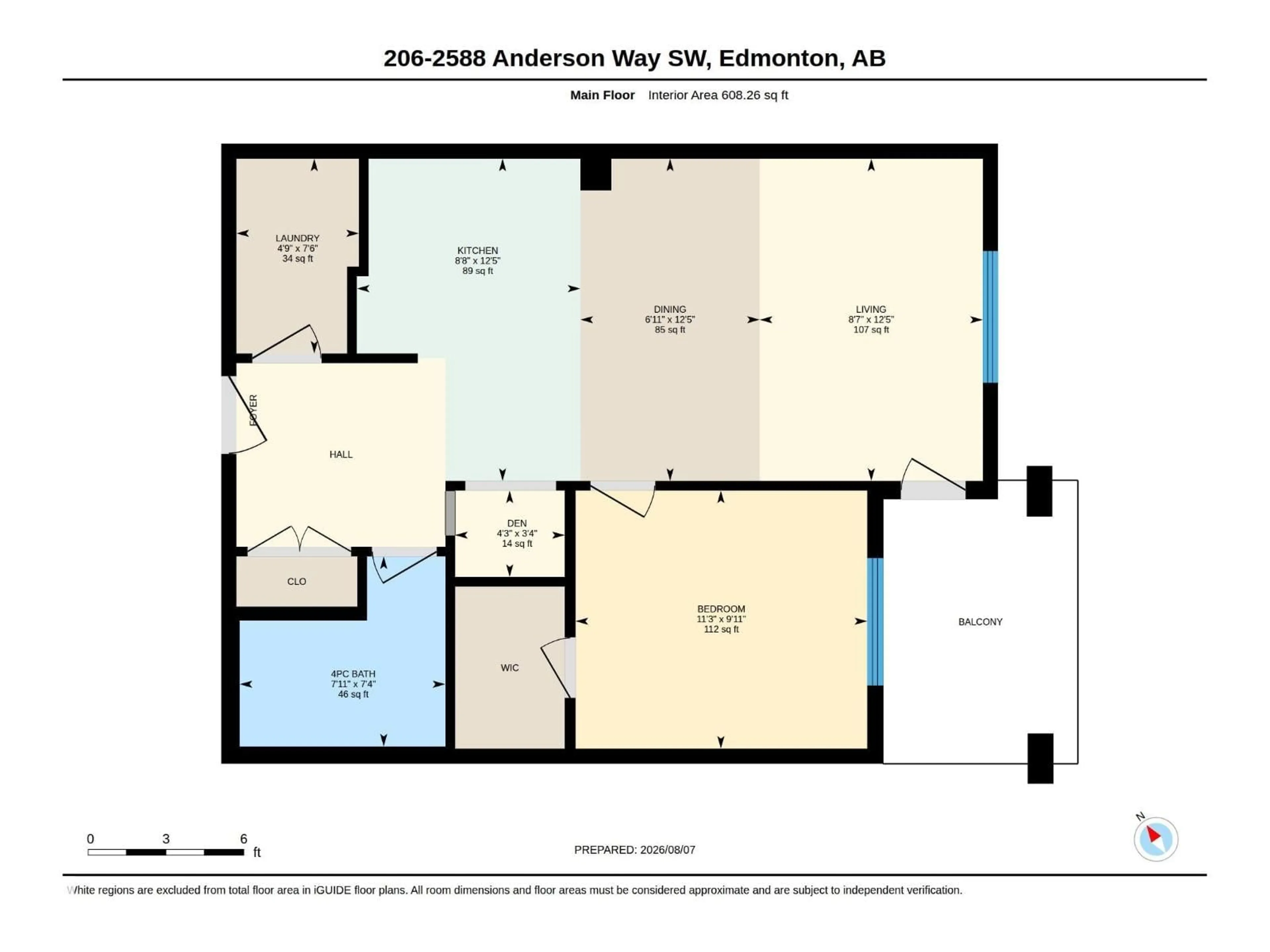 Floor plan for #206 - 2588 ANDERSON WY, Edmonton Alberta T6W0R2