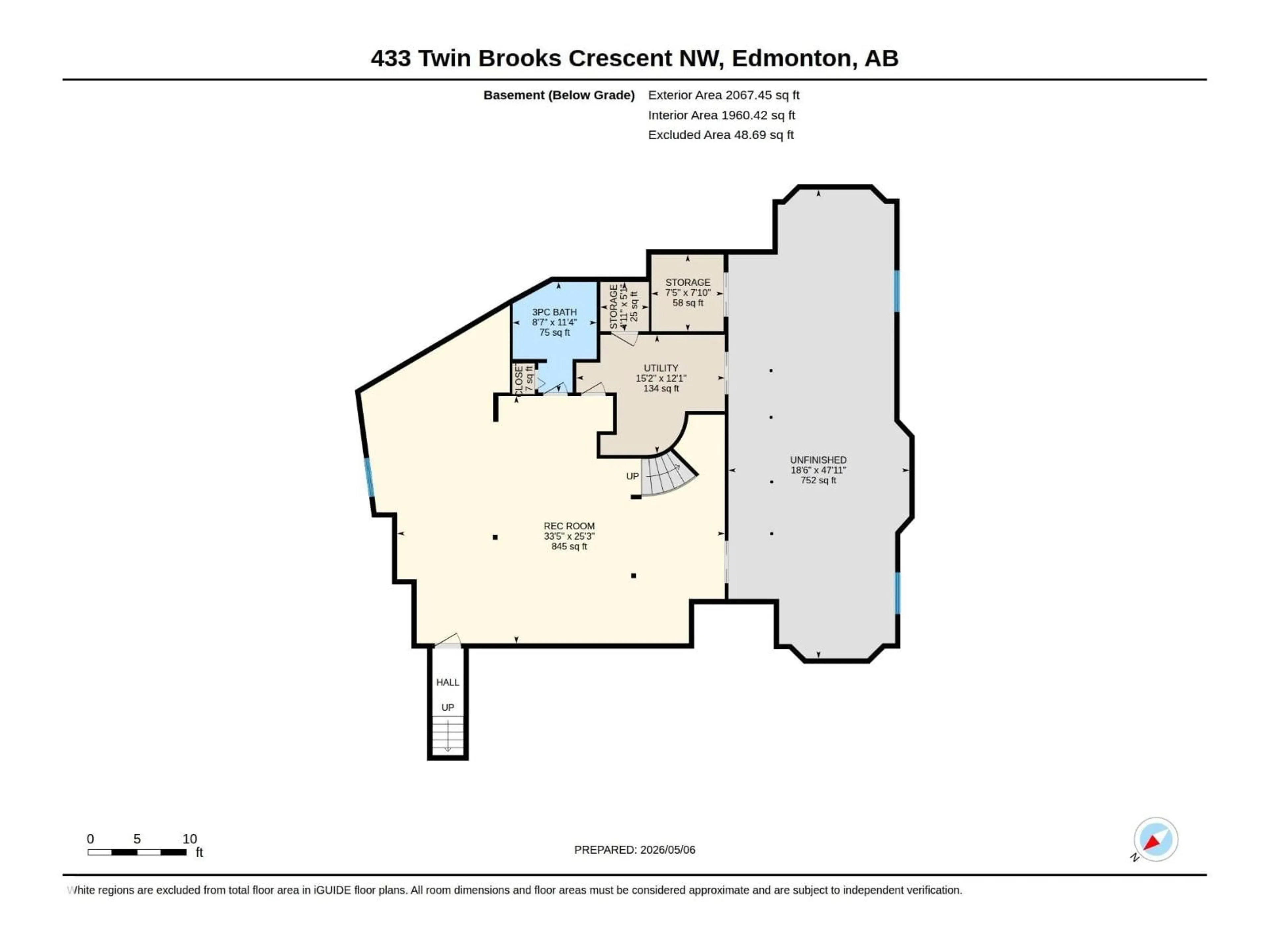 Floor plan for 433 TWIN BROOKS CR, Edmonton Alberta T6J6W7