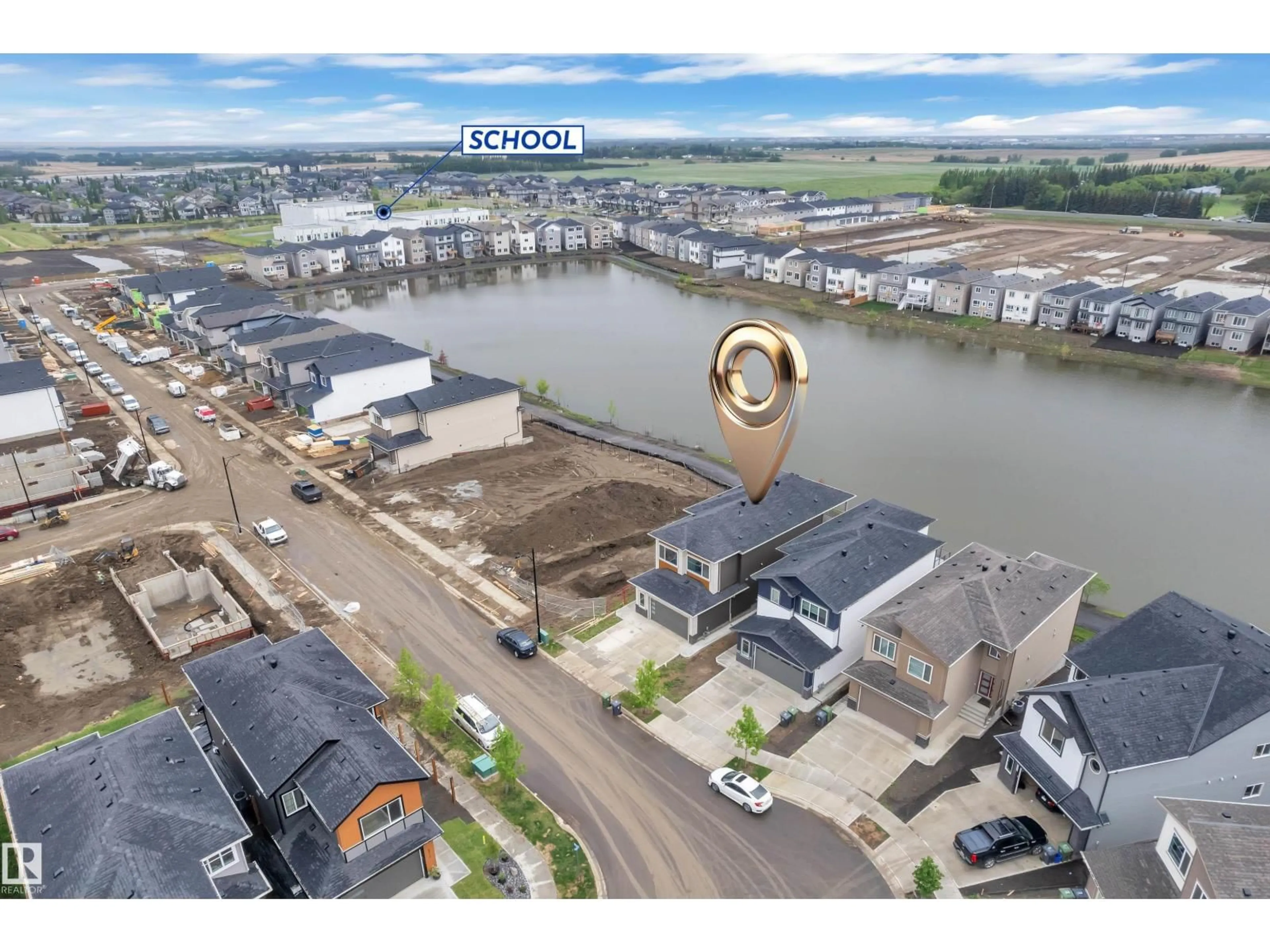 A pic from outside/outdoor area/front of a property/back of a property/a pic from drone, water/lake/river/ocean view for 4514 63 ST, Beaumont Alberta T4X2Z2