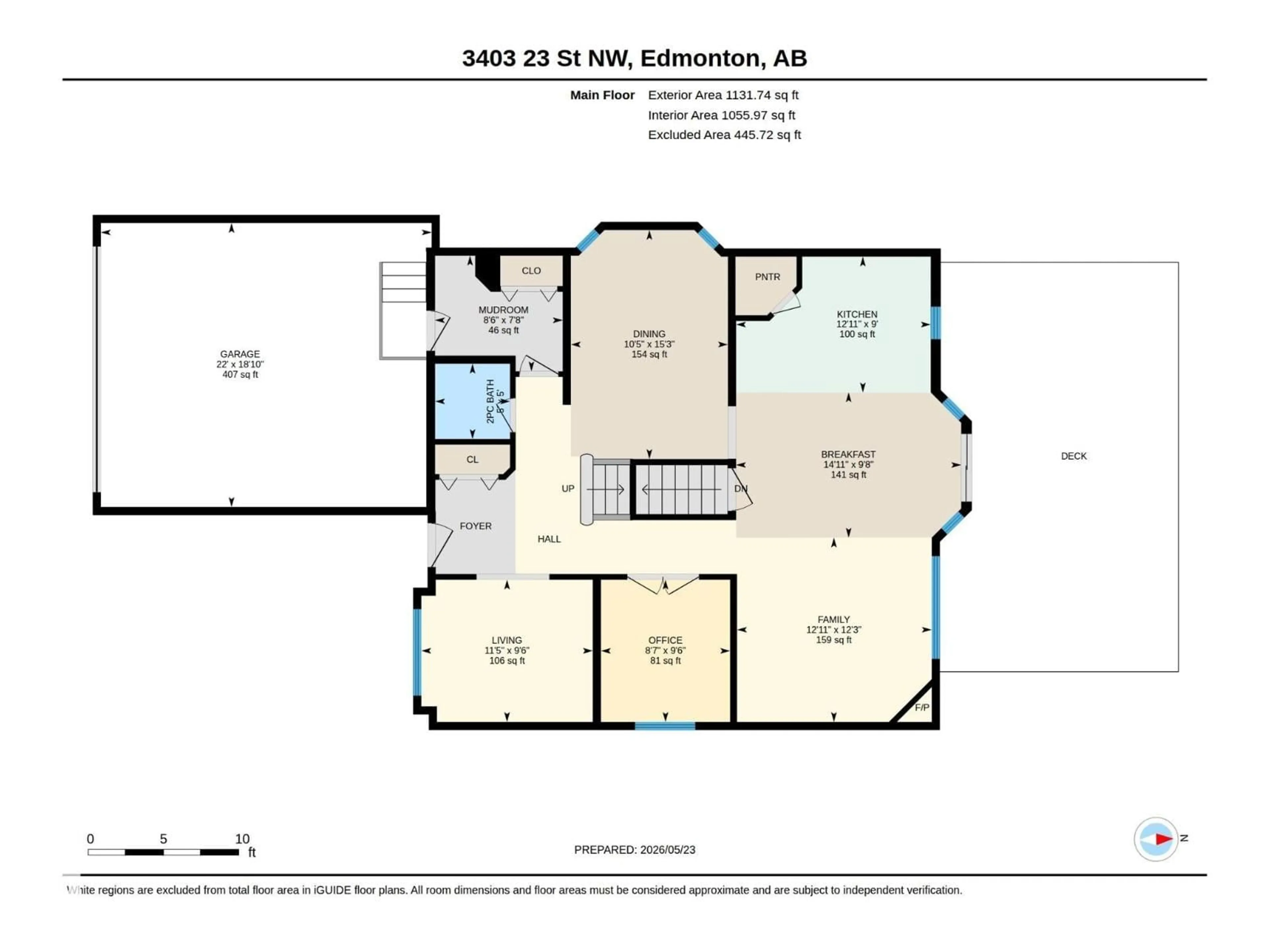 Floor plan for 3403 23 NW, Edmonton Alberta T6T0B2