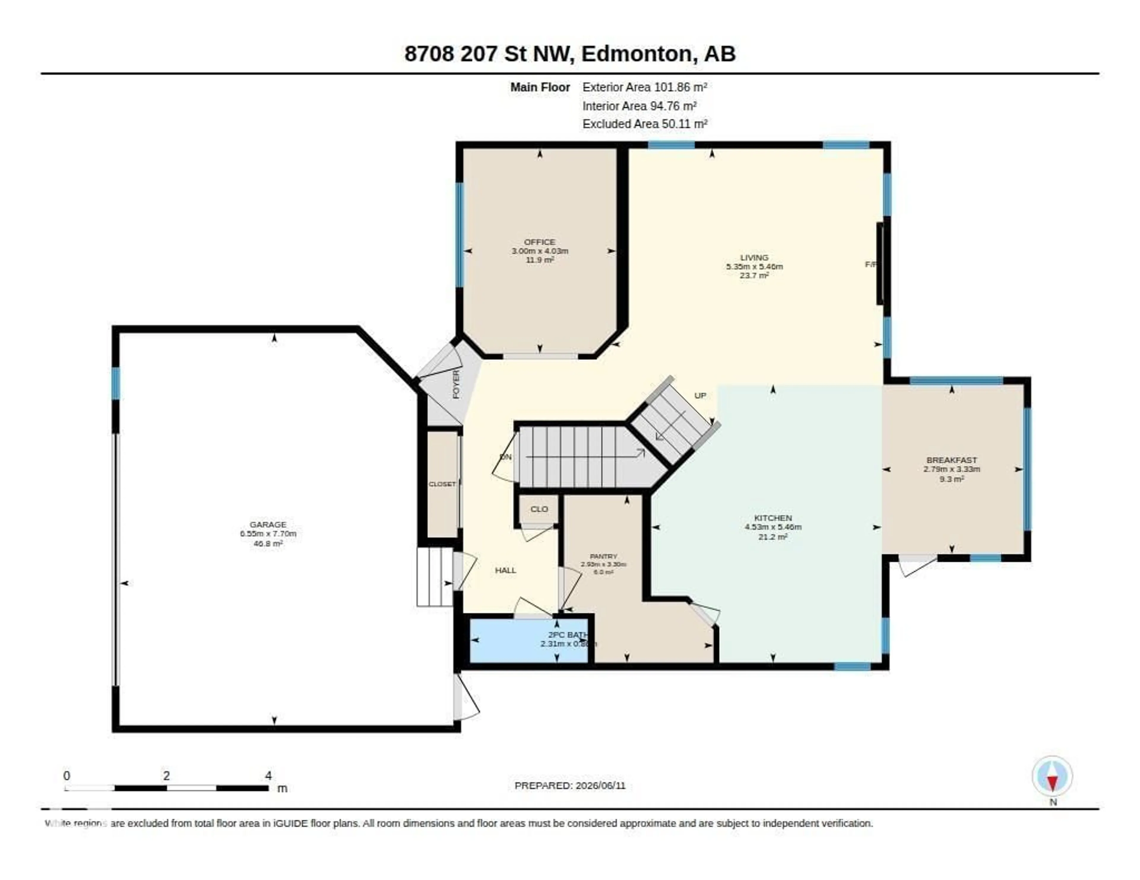 Floor plan for 8708 207 ST, Edmonton Alberta T5T6Y1