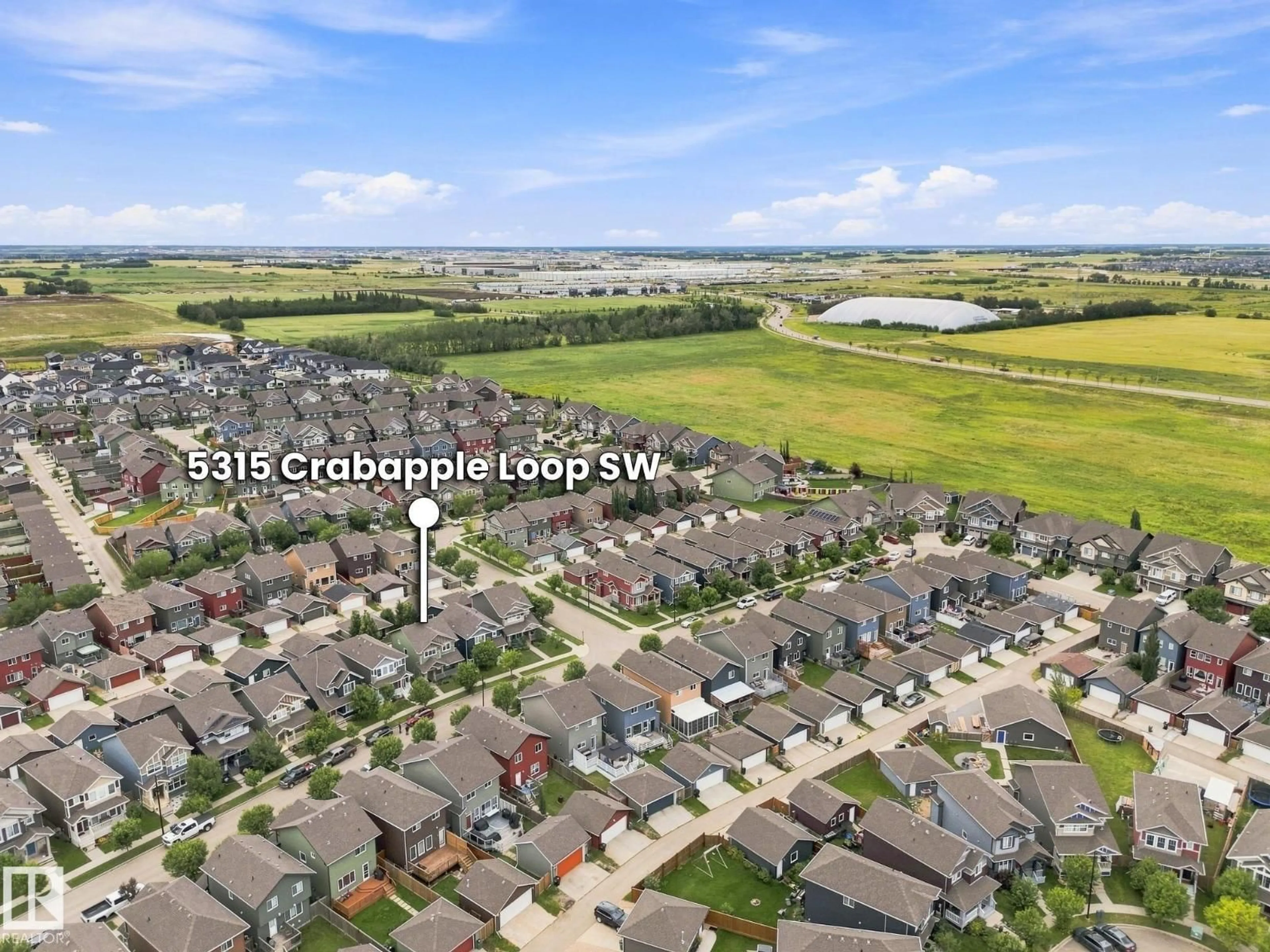 A pic from outside/outdoor area/front of a property/back of a property/a pic from drone, water/lake/river/ocean view for 5315 CRABAPPLE LO, Edmonton Alberta T6X1S5