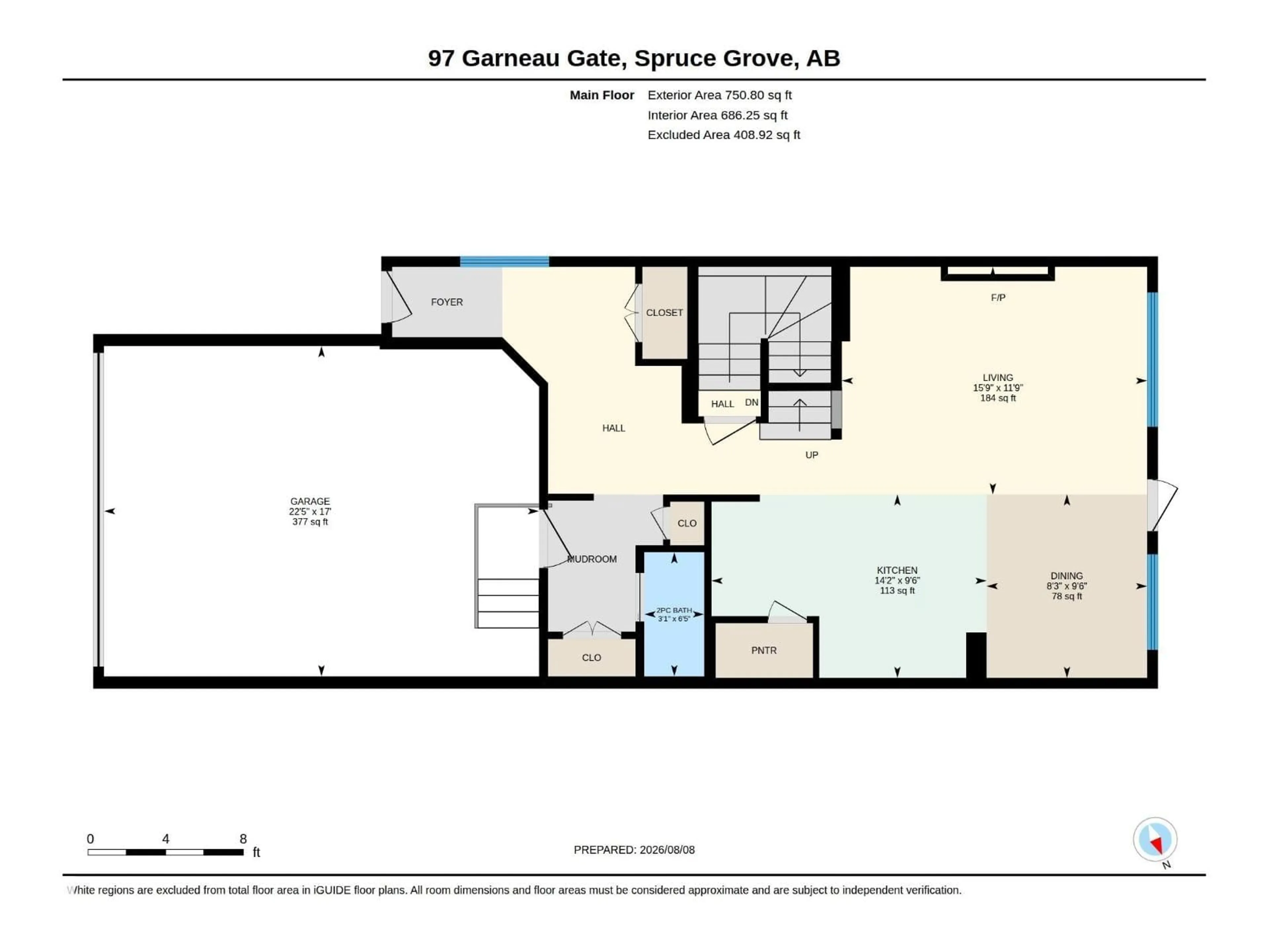 Floor plan for 97 GARNEAU GA, Spruce Grove Alberta T7X2Y6