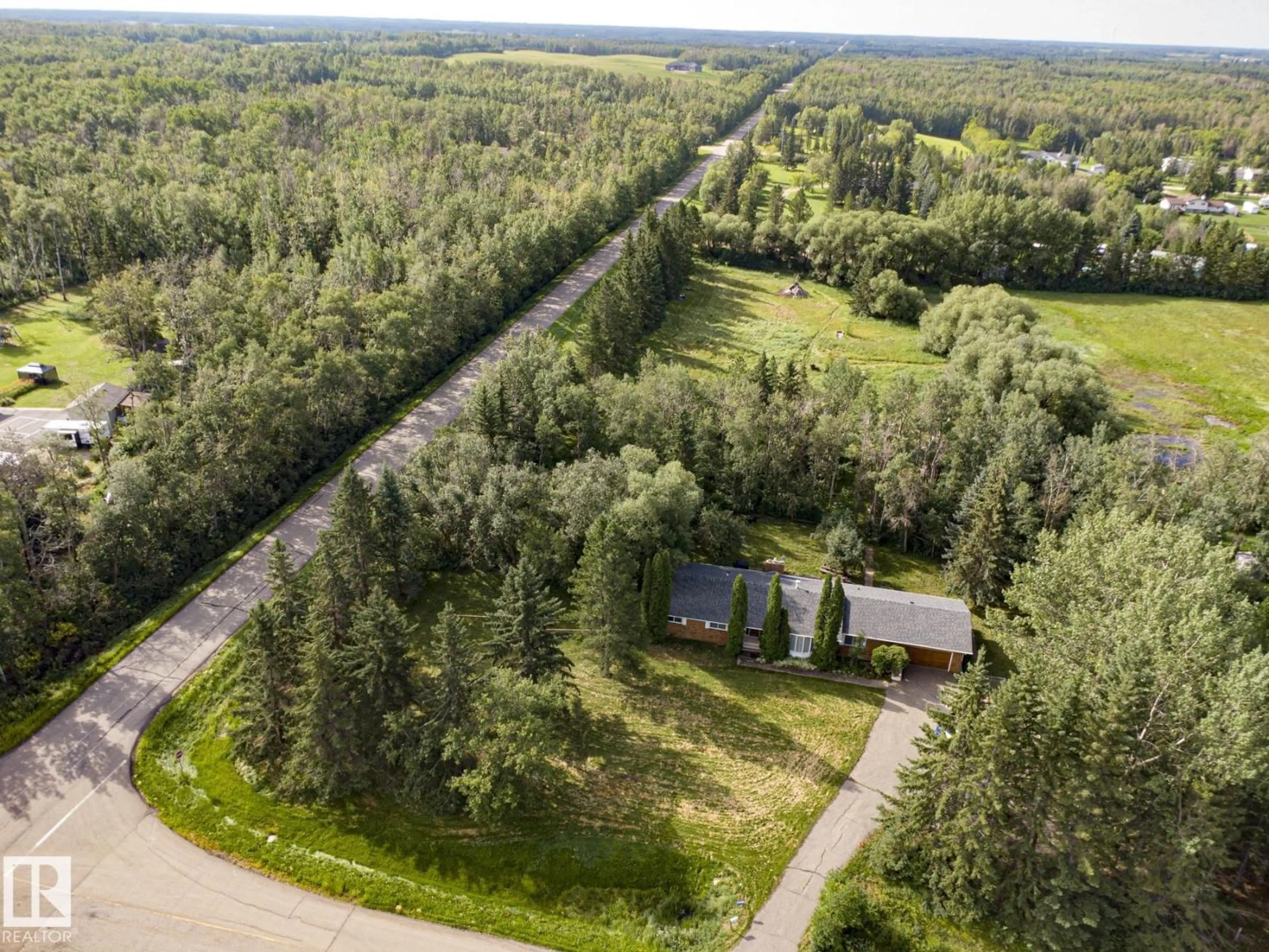 A pic from outside/outdoor area/front of a property/back of a property/a pic from drone, forest/trees view for 278 RGE ROAD 220, Rural Strathcona County Alberta T8E2C7