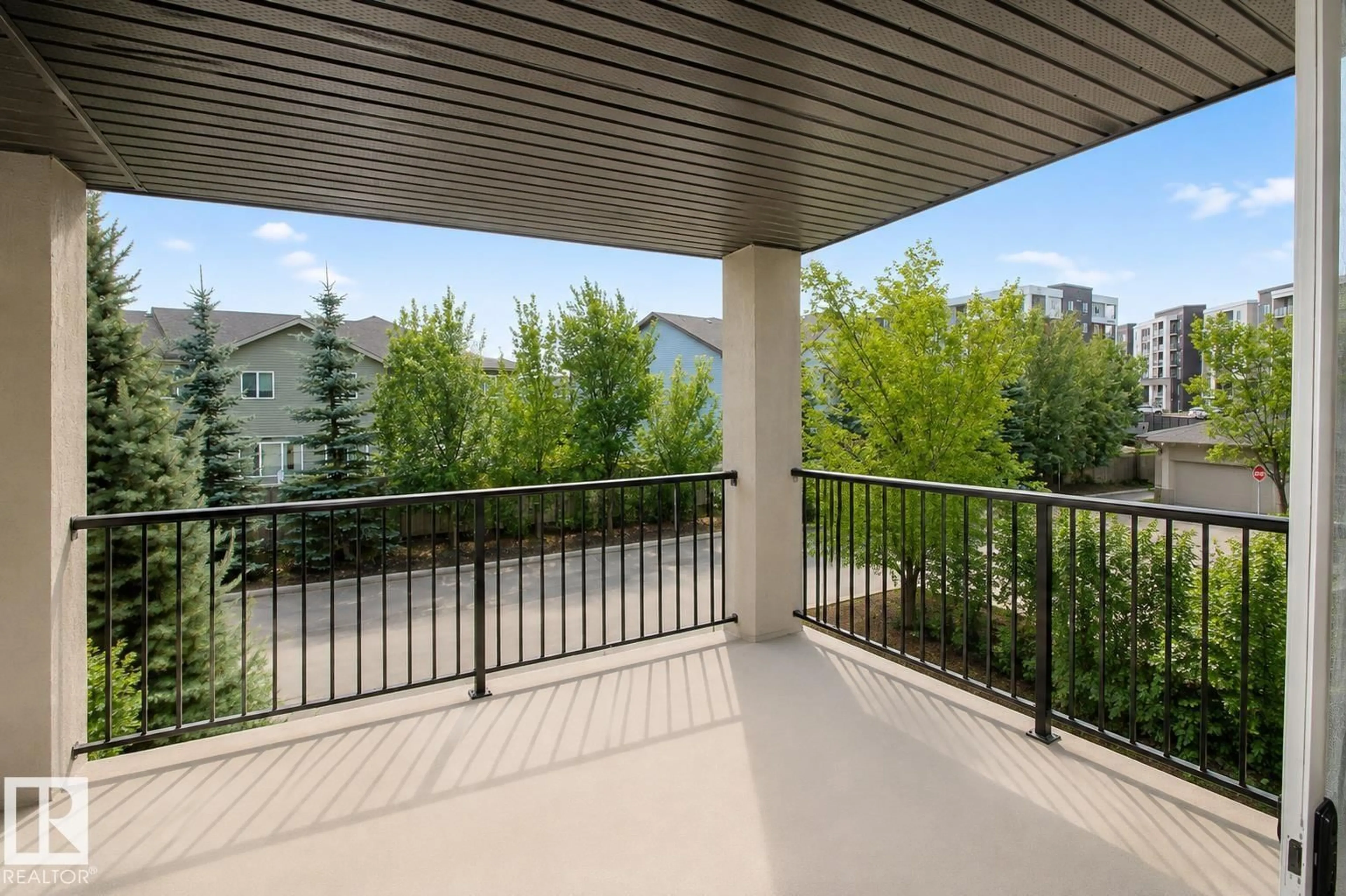Balcony in the apartment, city buildings view from balcony for 3315 - 236 JAMES MOWATT TR, Edmonton Alberta T6W3L9
