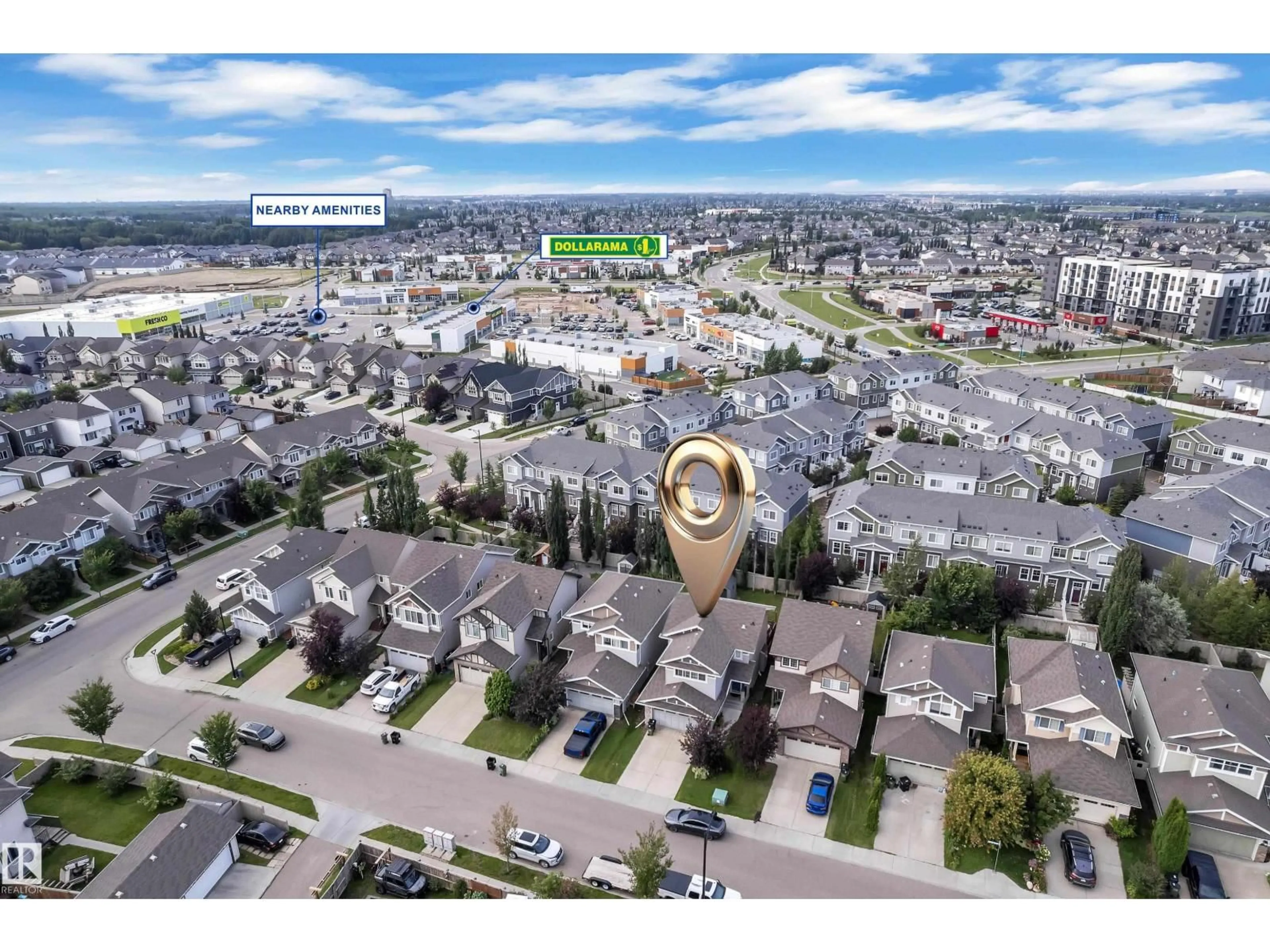 A pic from outside/outdoor area/front of a property/back of a property/a pic from drone, unknown for NW - 6945 EVANS WD, Edmonton Alberta T6M0P9