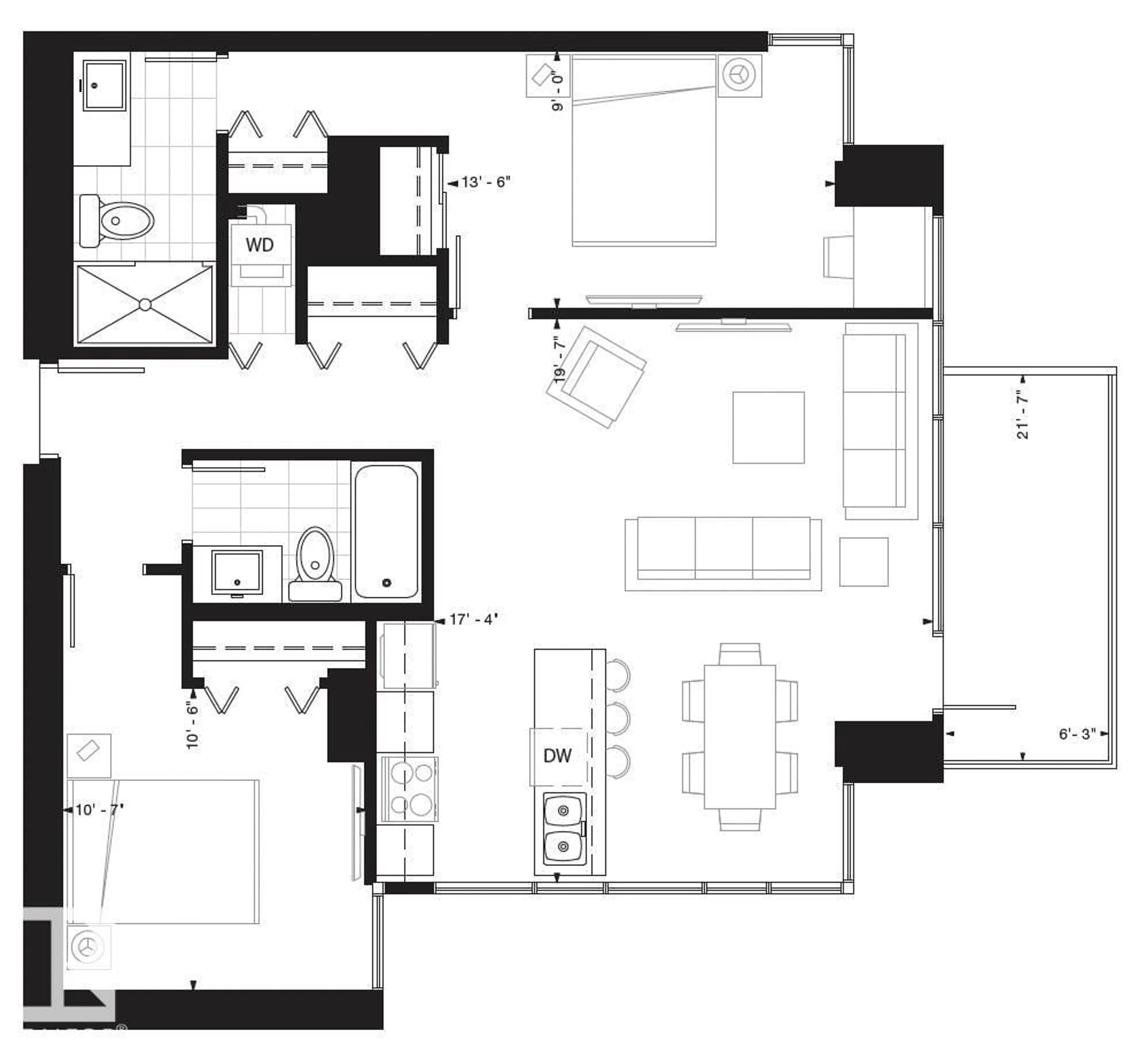 Floor plan for 10180 - 2804 103 ST NW, Edmonton Alberta T5J0L1