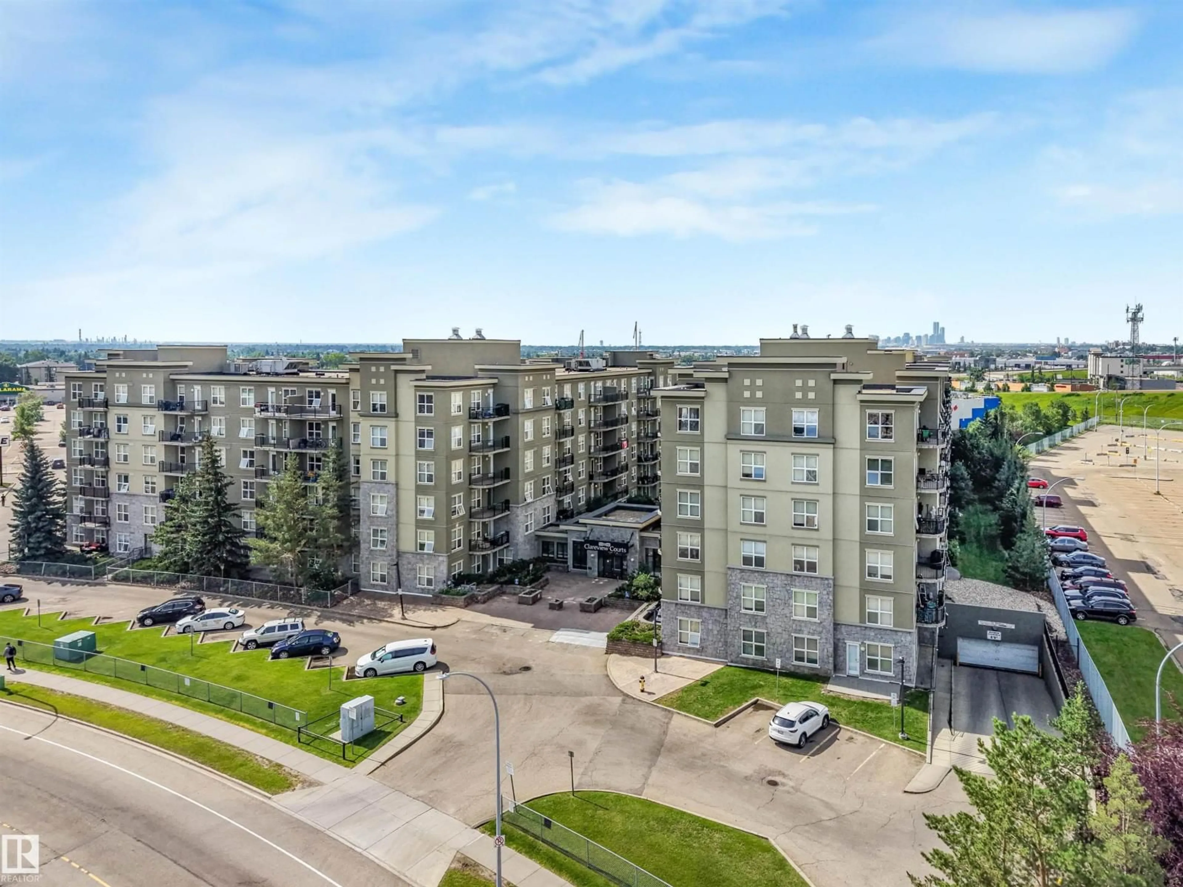 A pic from outside/outdoor area/front of a property/back of a property/a pic from drone, city buildings view from balcony for #2-208 - 4245 139 AV, Edmonton Alberta T5Y3E8