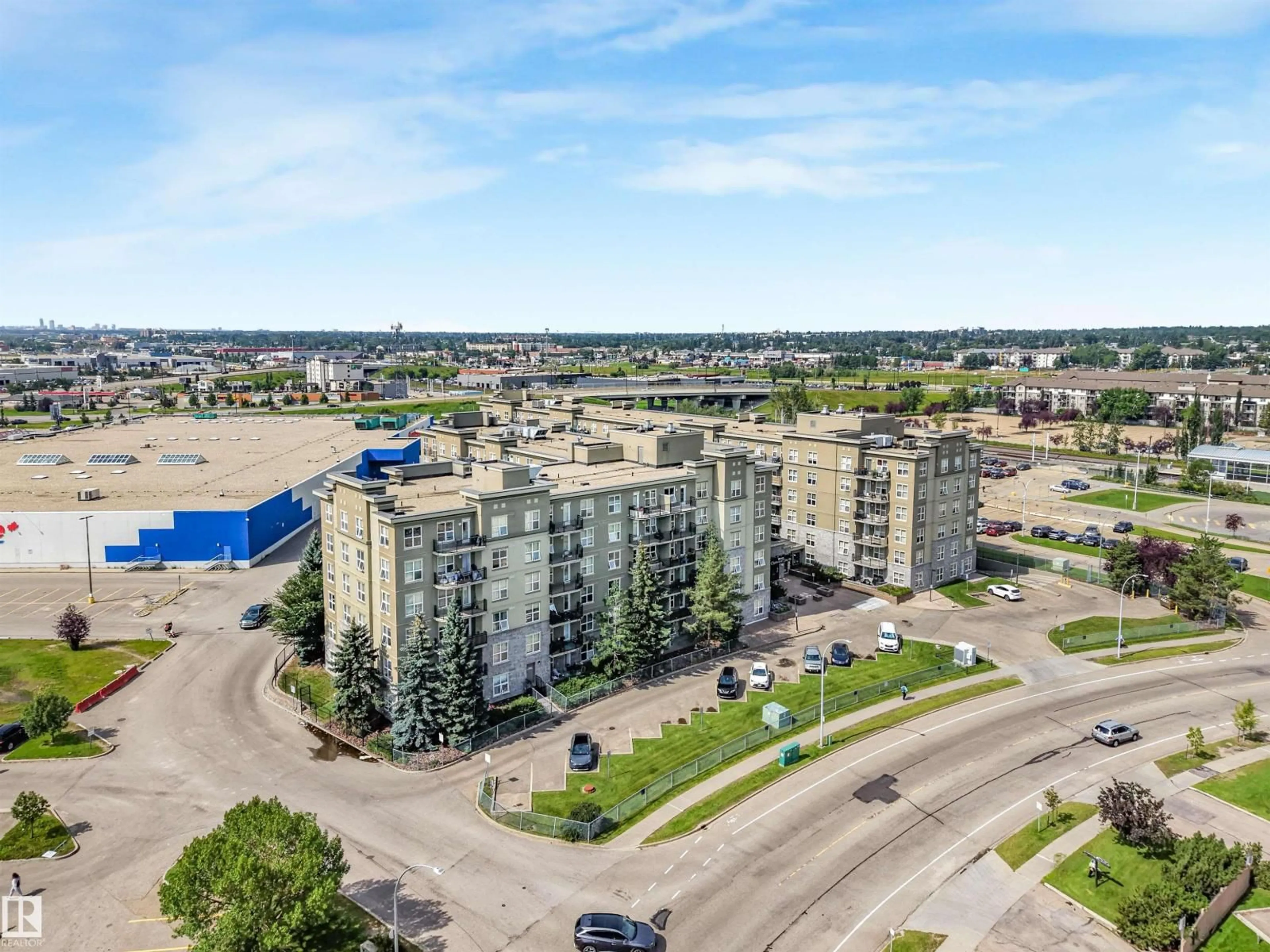 A pic from outside/outdoor area/front of a property/back of a property/a pic from drone, city buildings view from balcony for #2-208 - 4245 139 AV, Edmonton Alberta T5Y3E8
