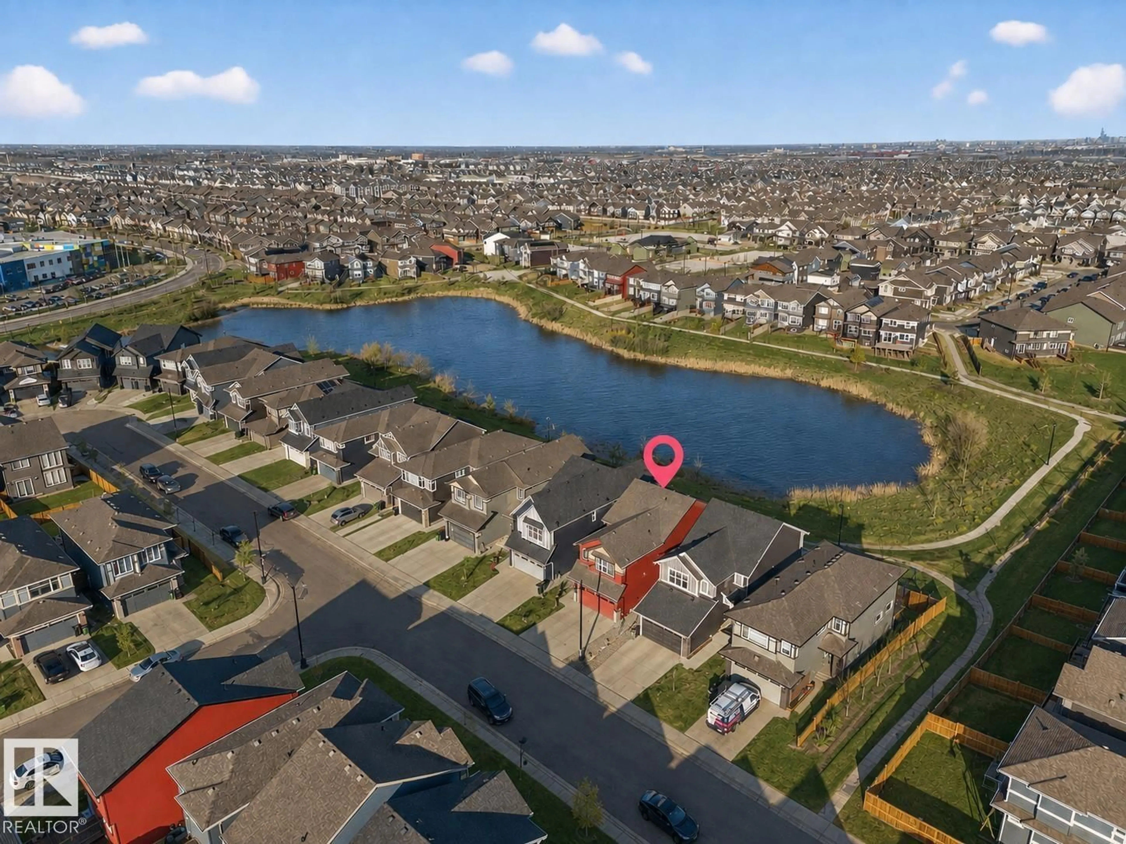 A pic from outside/outdoor area/front of a property/back of a property/a pic from drone, water/lake/river/ocean view for CI SW - 1575 PLUM CIRCLE, Edmonton Alberta T6X2W9