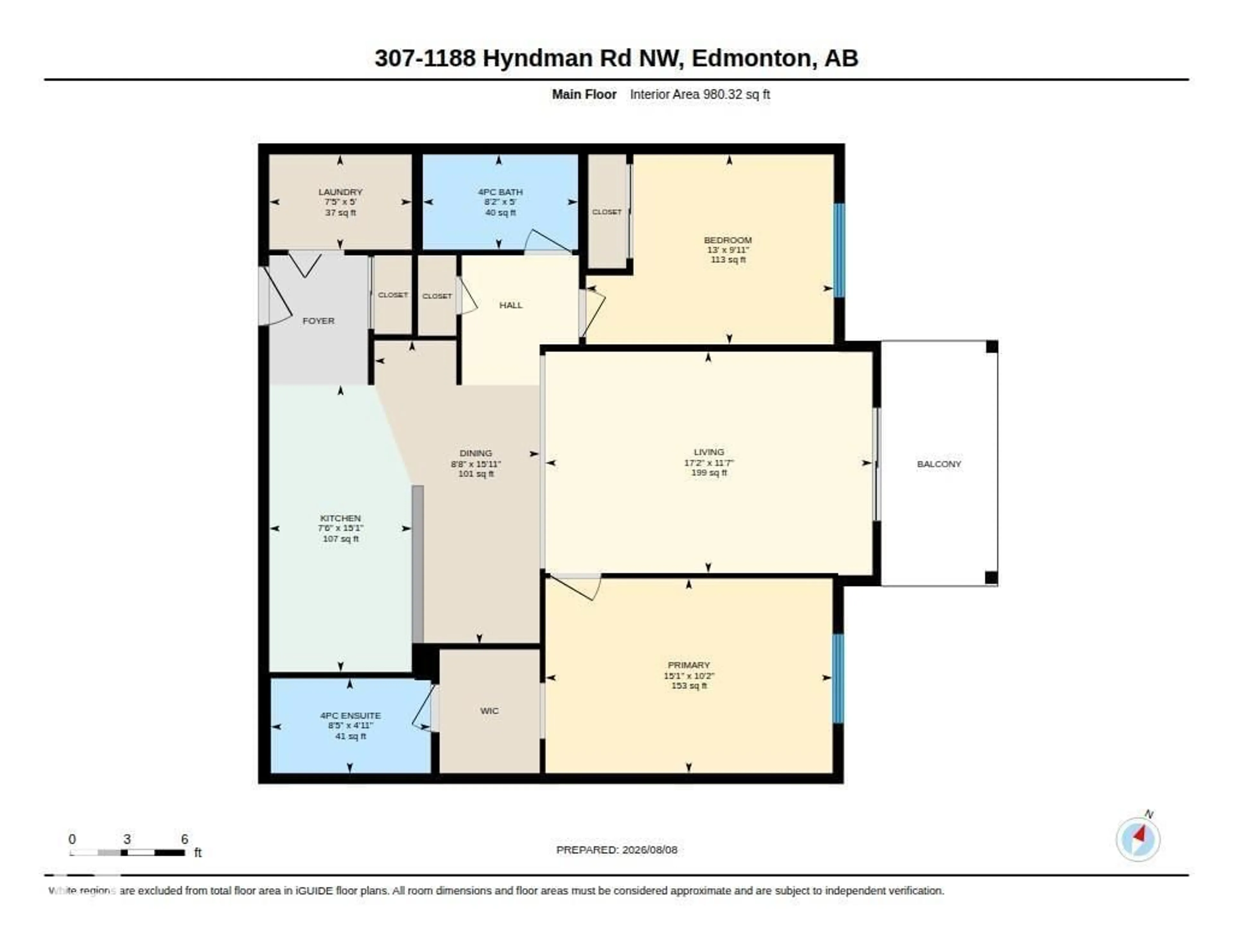 Floor plan for #307 - 1188 HYNDMAN RD, Edmonton Alberta T5A0E9