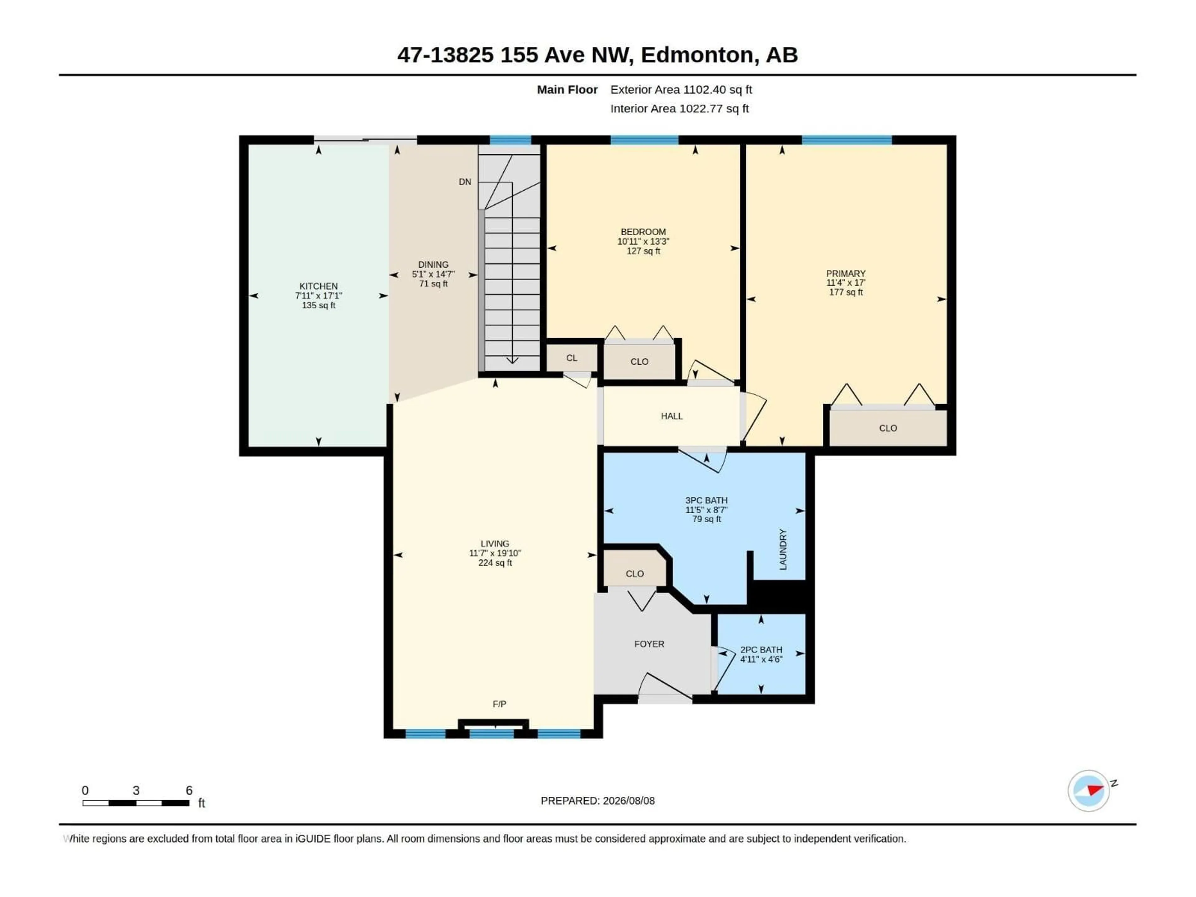 Floor plan for #47 - 13825 155 AV NW, Edmonton Alberta T6V0B8
