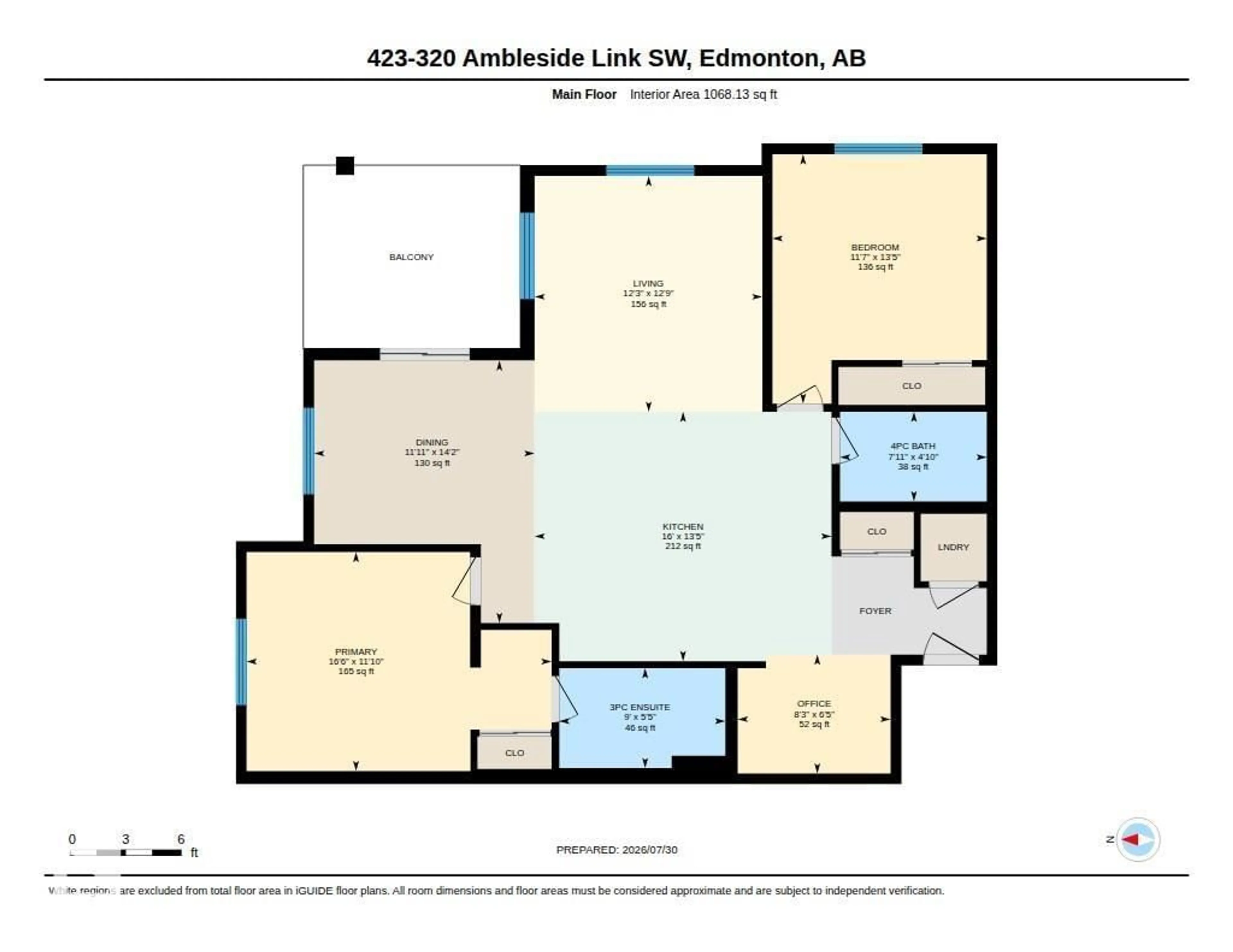 Floor plan for 320 - 423 AMBLESIDE LI, Edmonton Alberta T6W2Z9