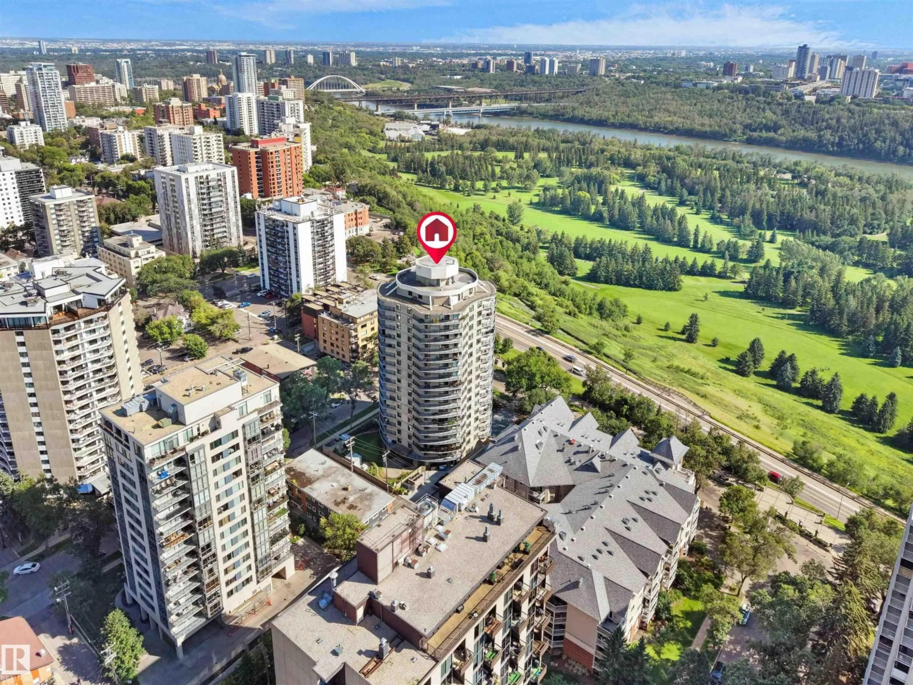 A pic from outside/outdoor area/front of a property/back of a property/a pic from drone, city buildings view from balcony for #701 - 11710 100 AV, Edmonton Alberta T5K2G3