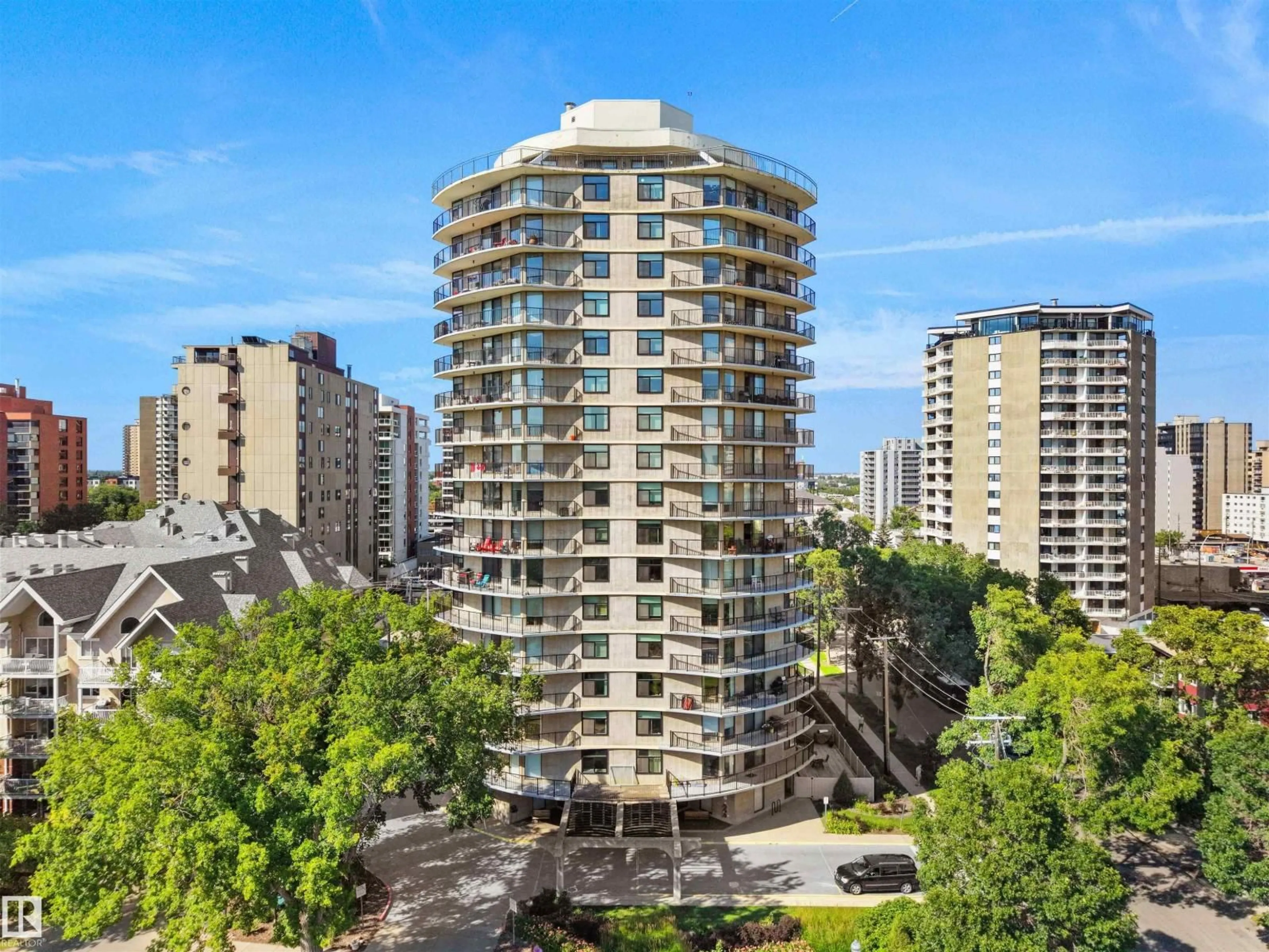 A pic from outside/outdoor area/front of a property/back of a property/a pic from drone, city buildings view from balcony for #701 - 11710 100 AV, Edmonton Alberta T5K2G3