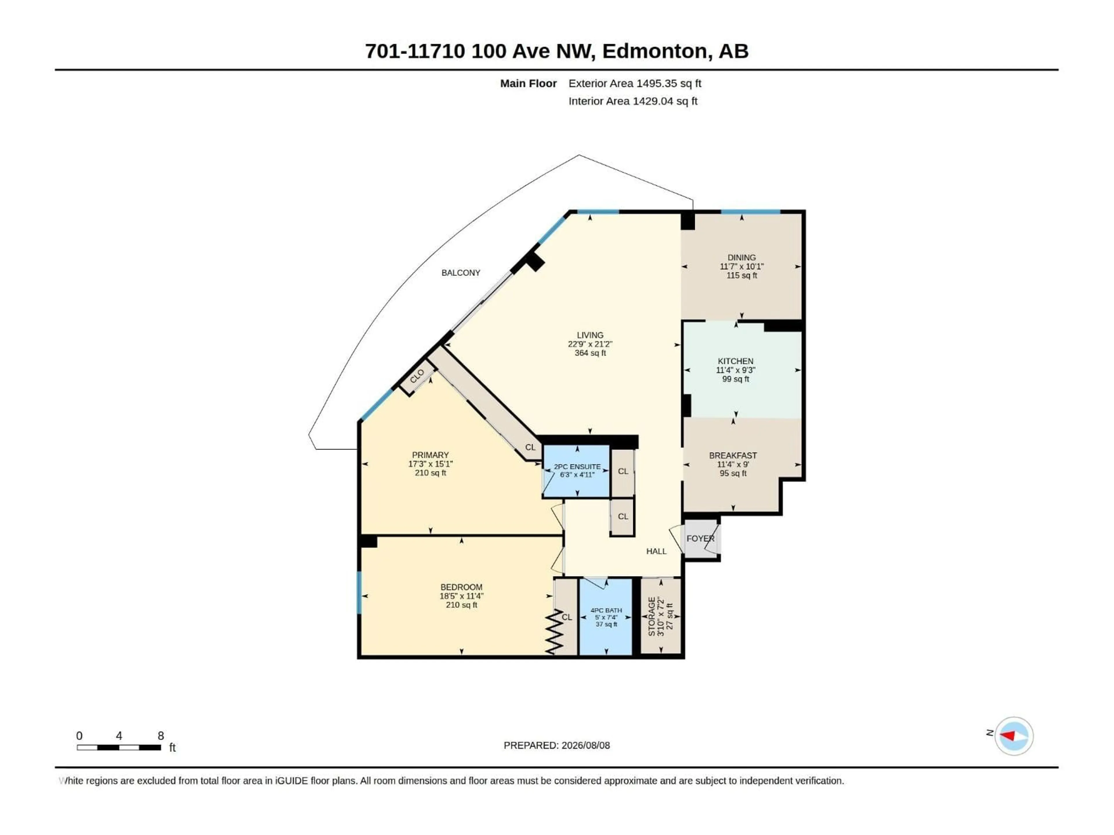 Floor plan for #701 - 11710 100 AV, Edmonton Alberta T5K2G3