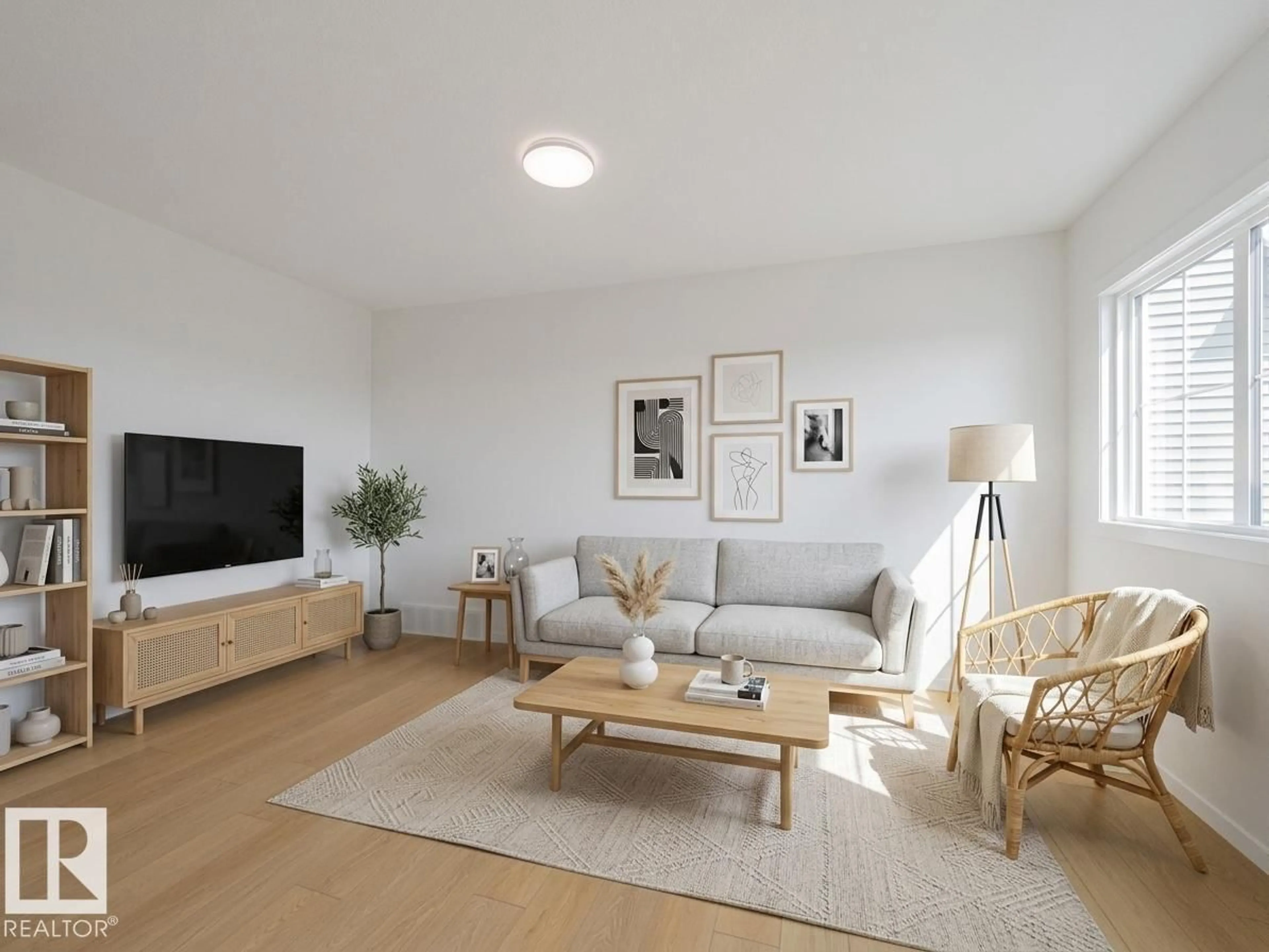 Living room with furniture, wood/laminate floor for 17331 2 ST, Edmonton Alberta T5Y4G6