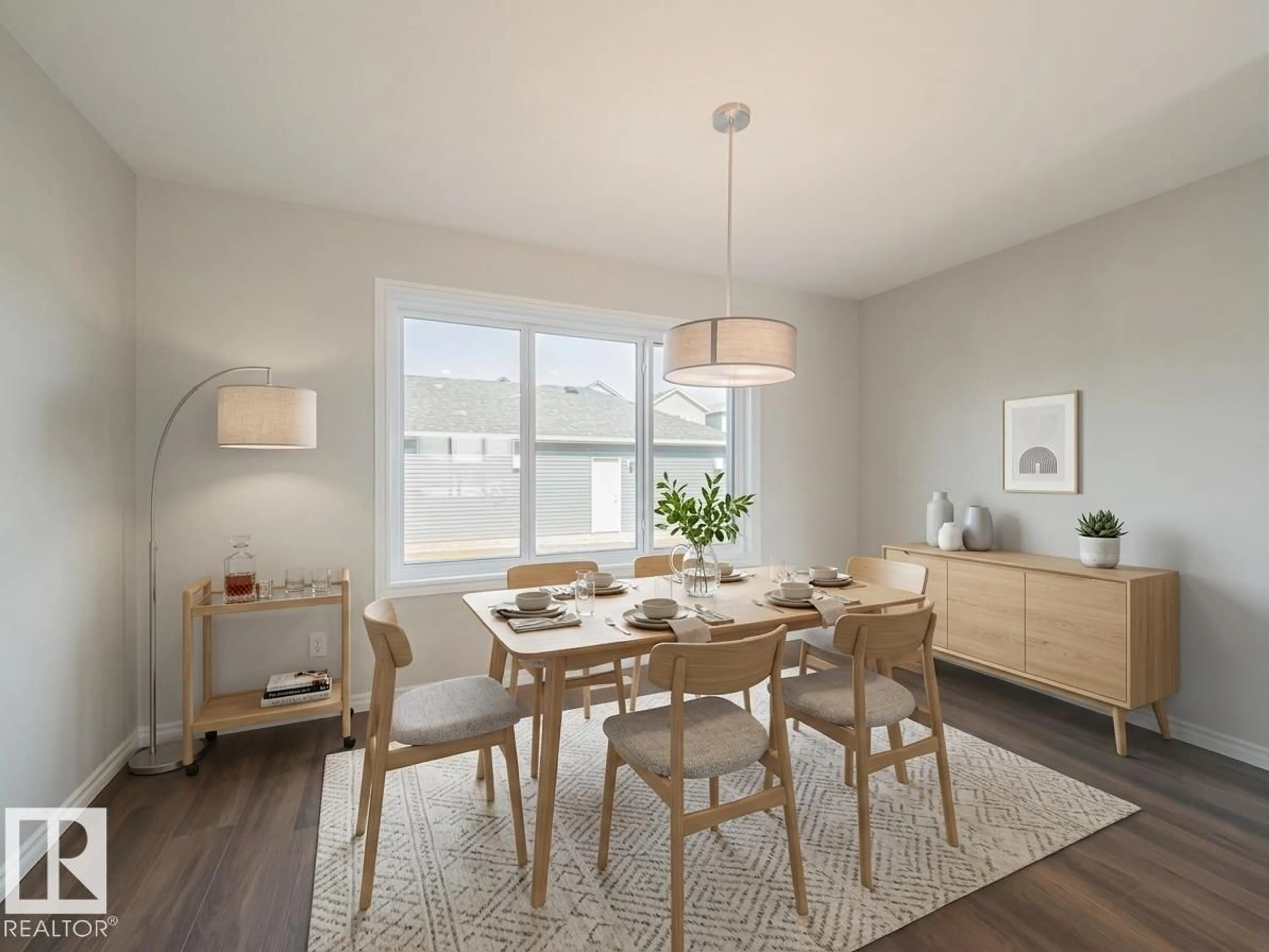 Dining room, wood/laminate floor for NW - 17662 69A ST, Edmonton Alberta T5Z0X8