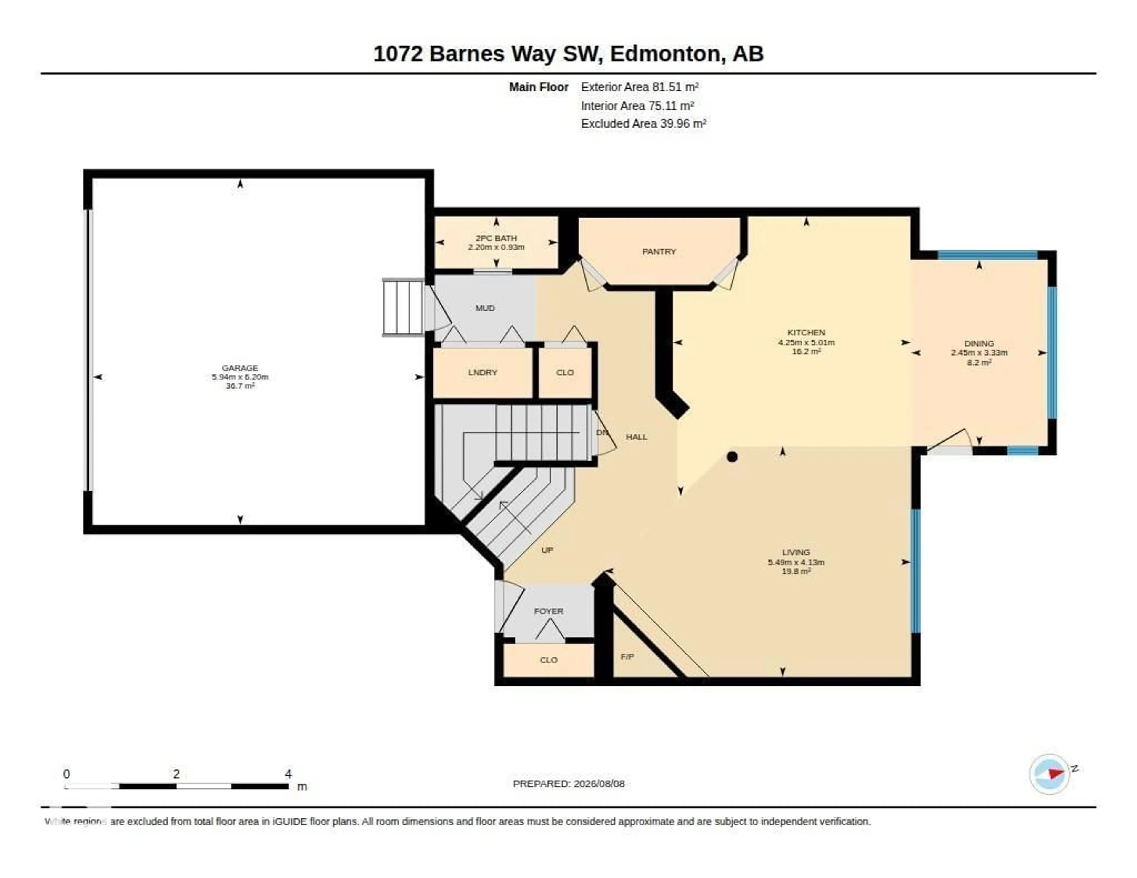 Floor plan for SW - 1072 BARNES WY, Edmonton Alberta T6W1E5