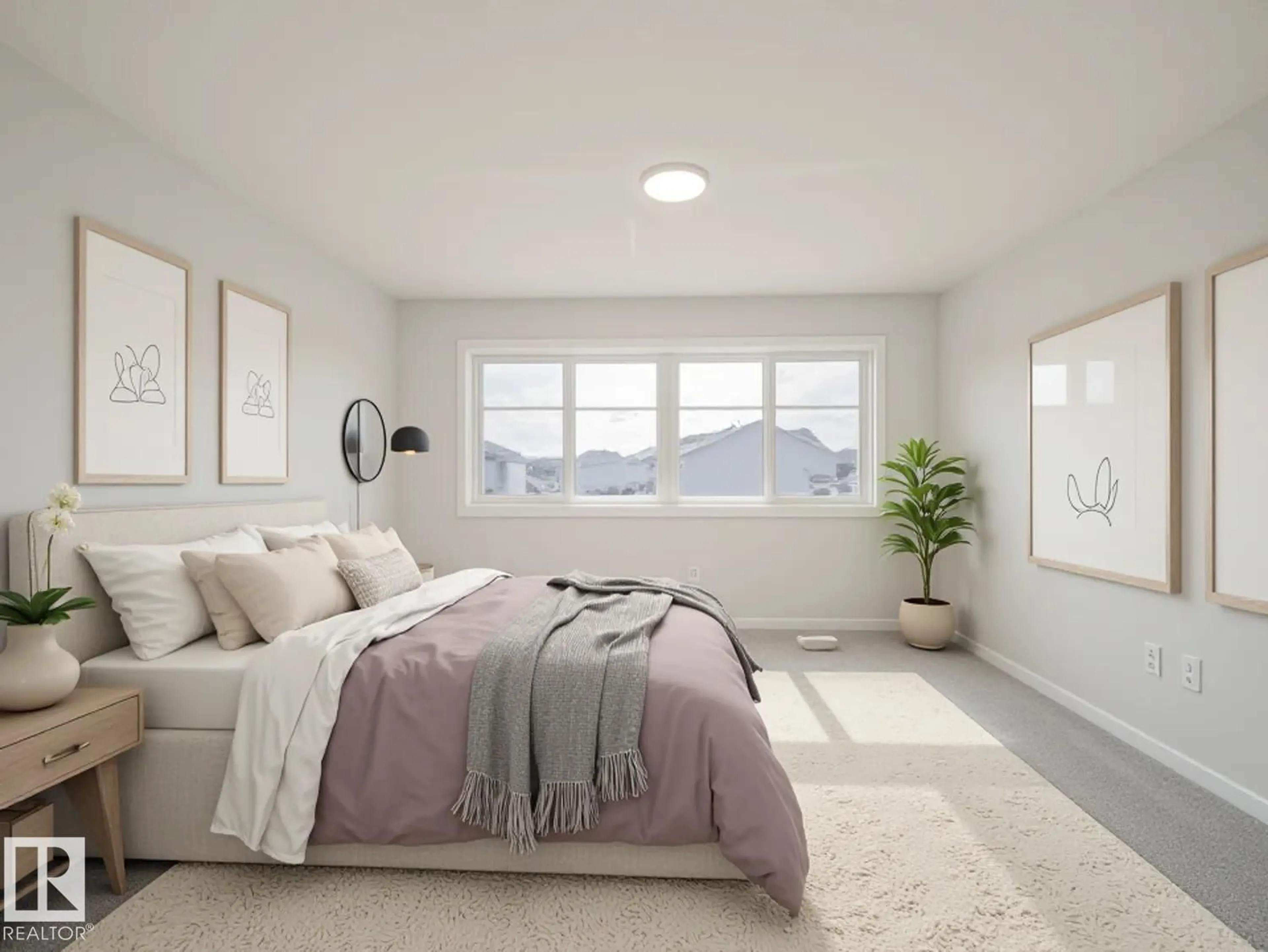 Bedroom with bed, unknown for NW - 17218 4 ST, Edmonton Alberta T5Y4K9
