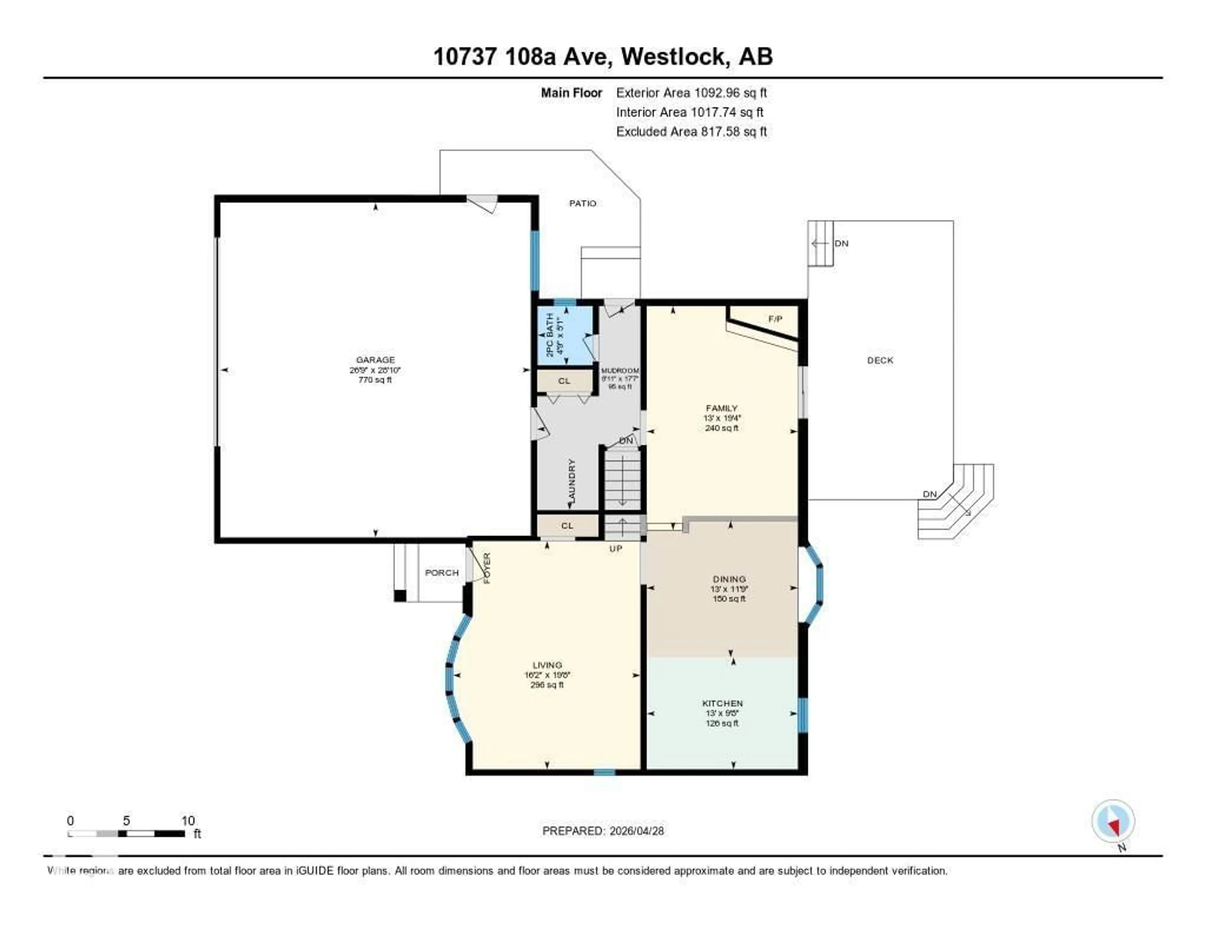 Floor plan for 10737 108A AV, Westlock Alberta T7P1C5