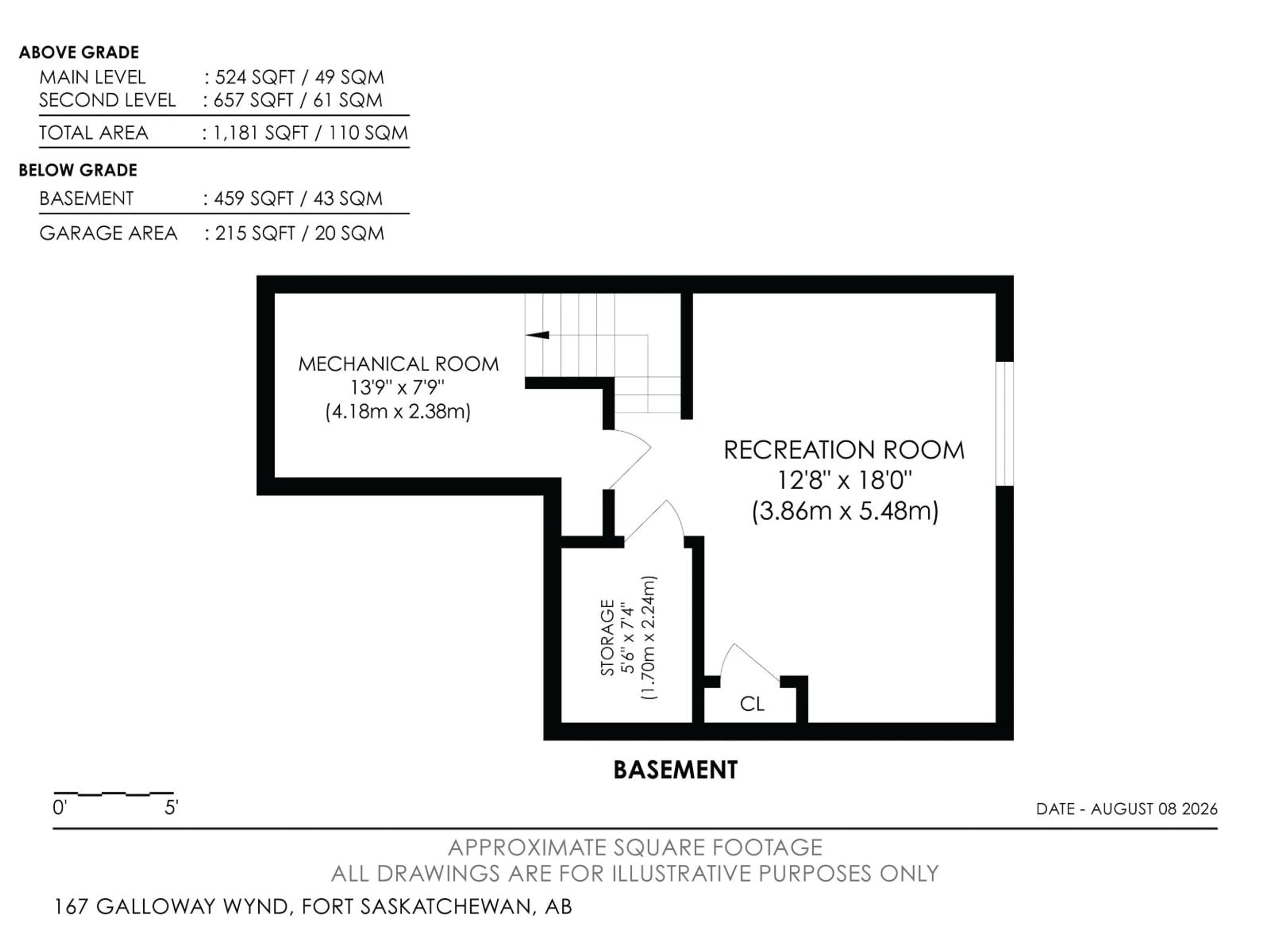 Floor plan for 167 GALLOWAY WD, Fort Saskatchewan Alberta T8L0B9