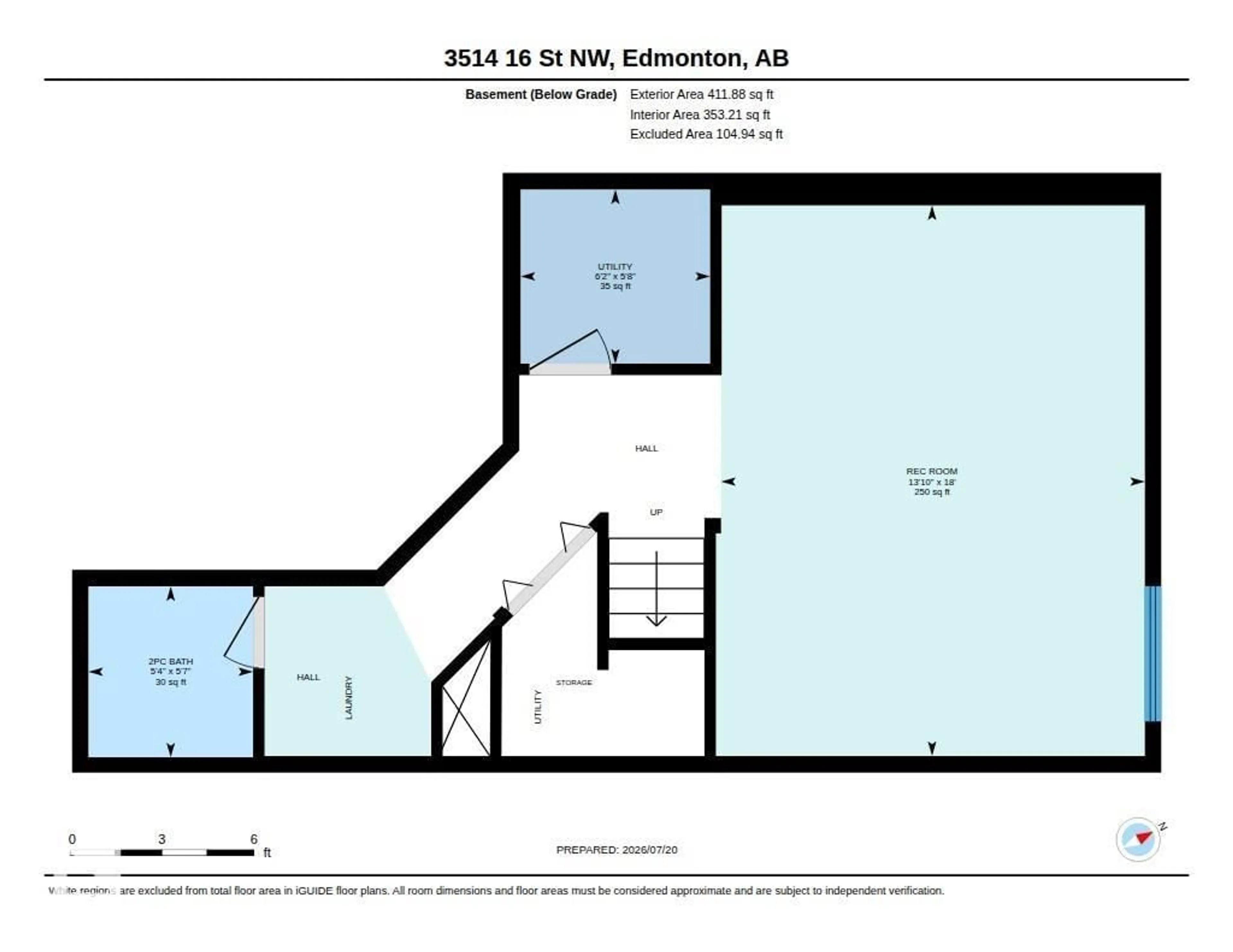 Floor plan for 3514 16 ST, Edmonton Alberta T6T0M6