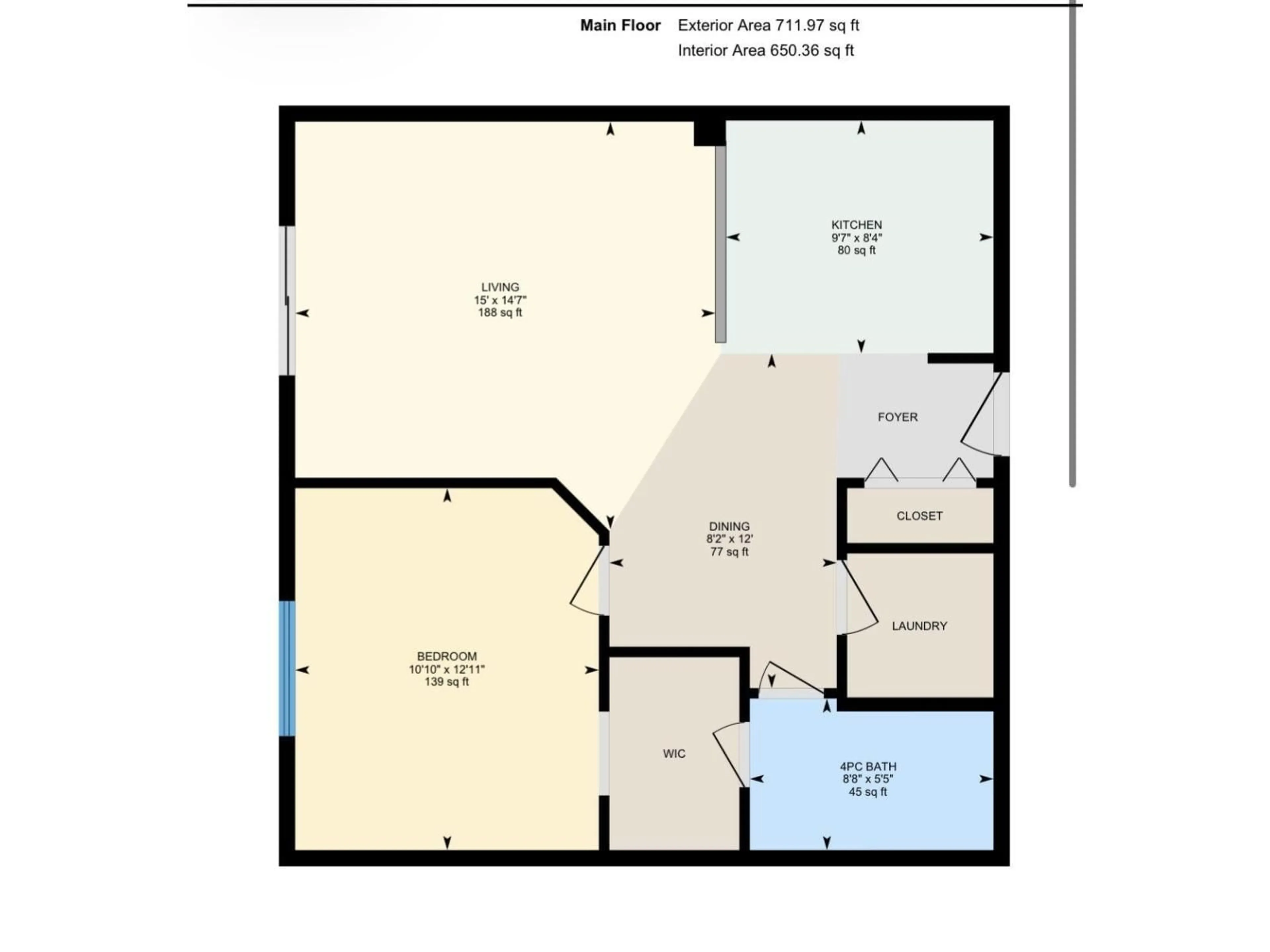 Floor plan for 411 - 2204 44 AV NW, Edmonton Alberta T6T0G5