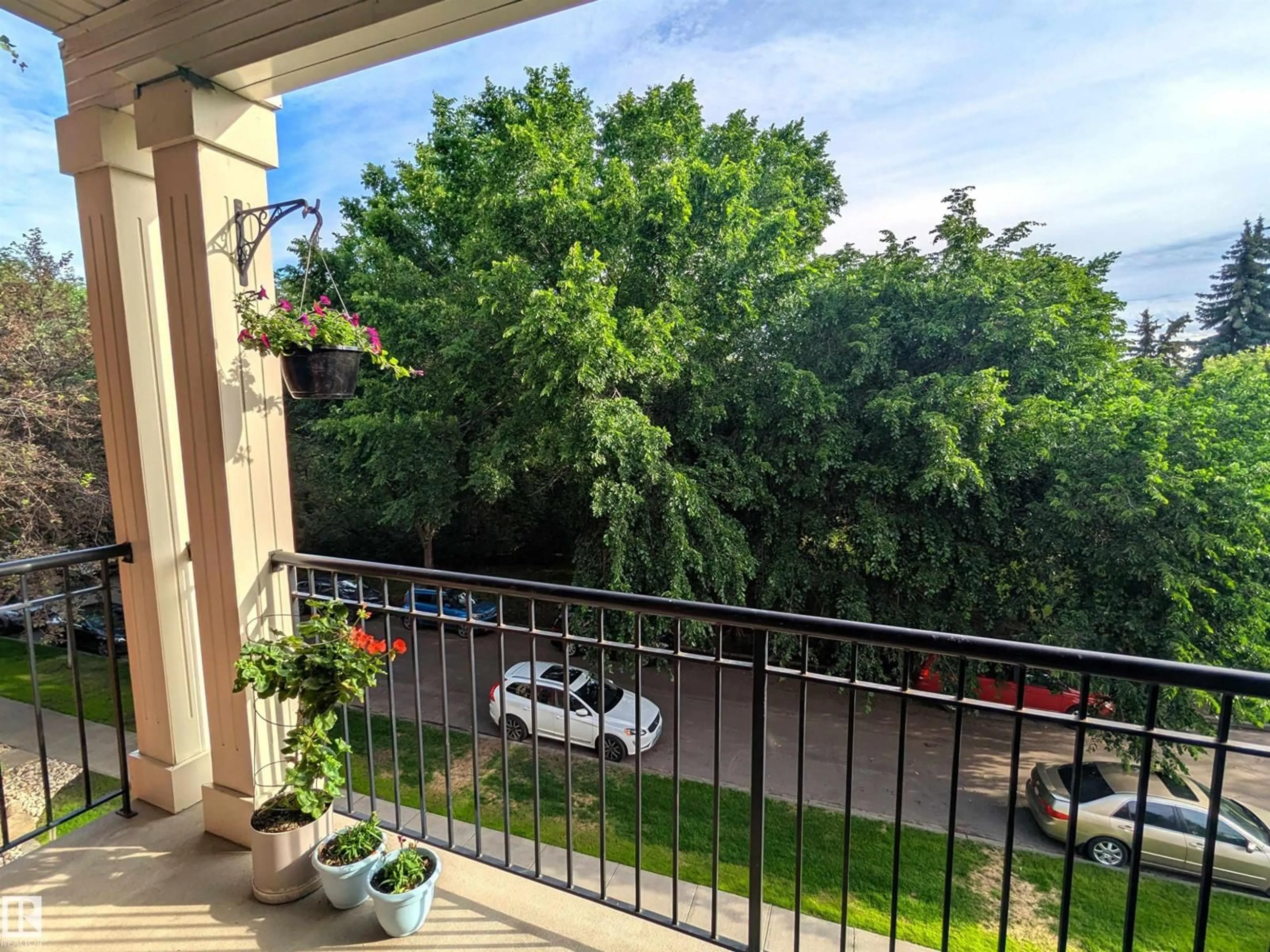 Balcony in the apartment, city buildings view from balcony for #302 - 9811 96A ST, Edmonton Alberta T6A4A4
