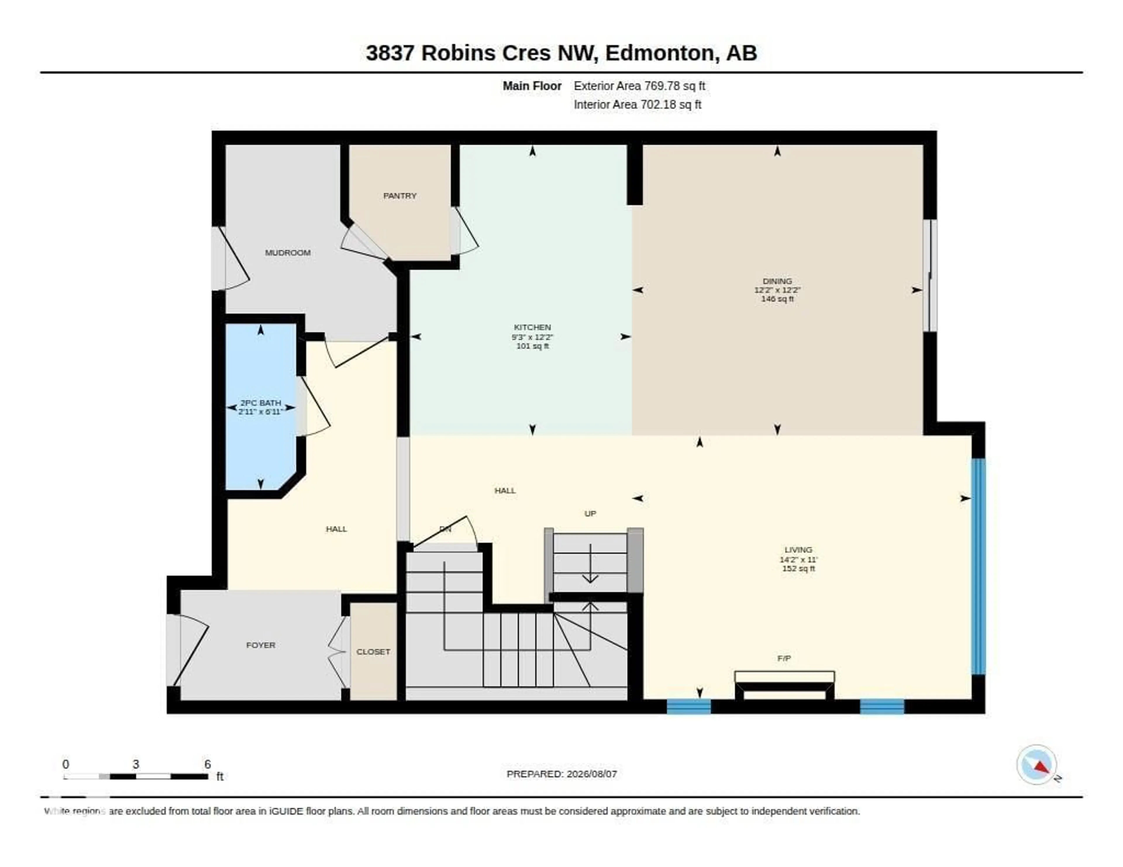 Floor plan for 3837 ROBINS CR, Edmonton Alberta T5S0M7